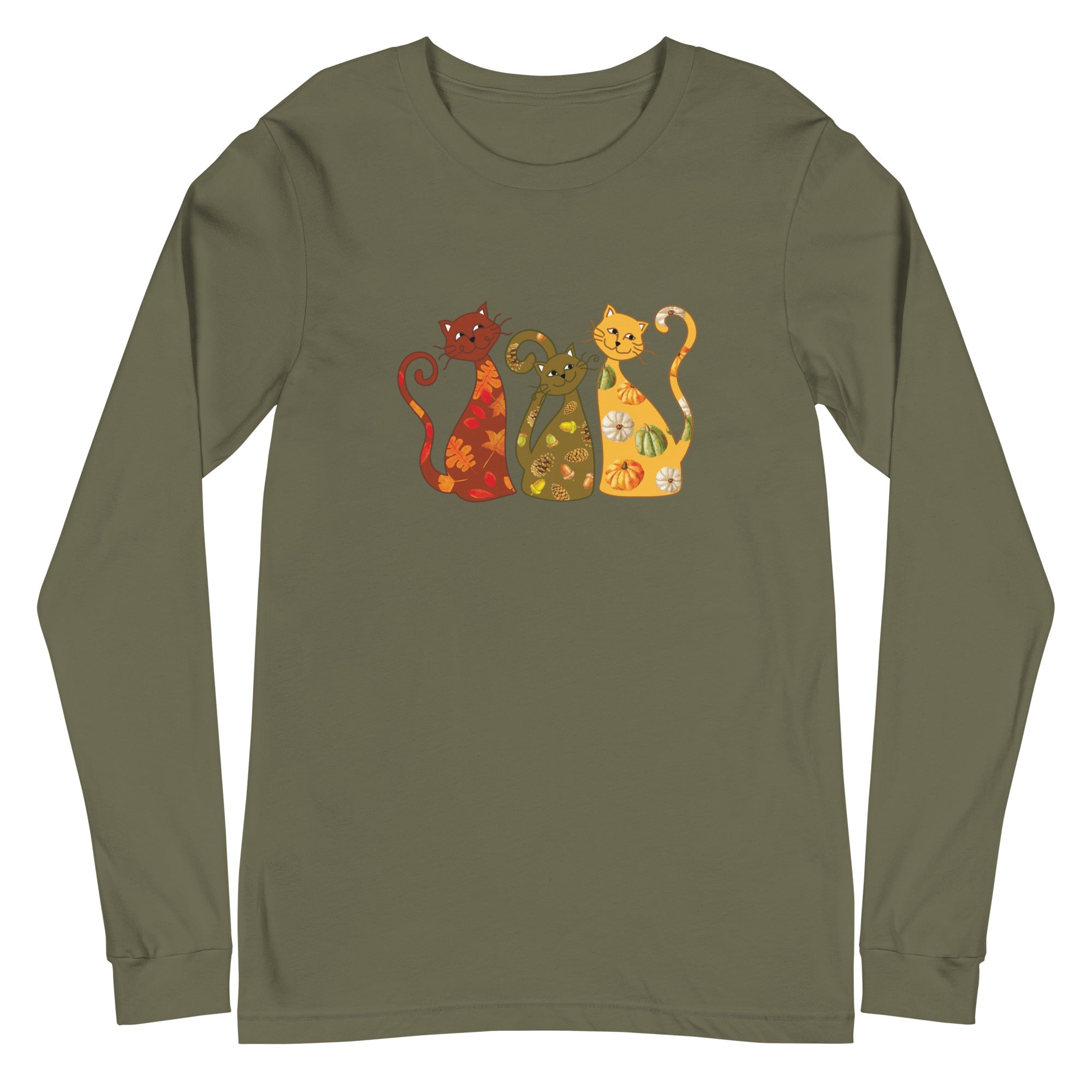 Festive Fall Cats Long Sleeve Tee