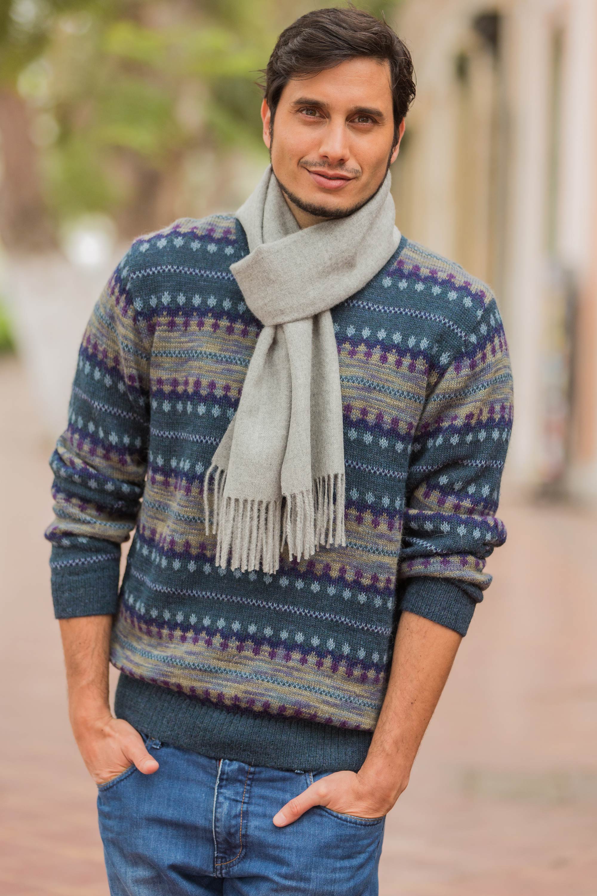 Cajamarca Blues Blue Men's Alpaca Sweater