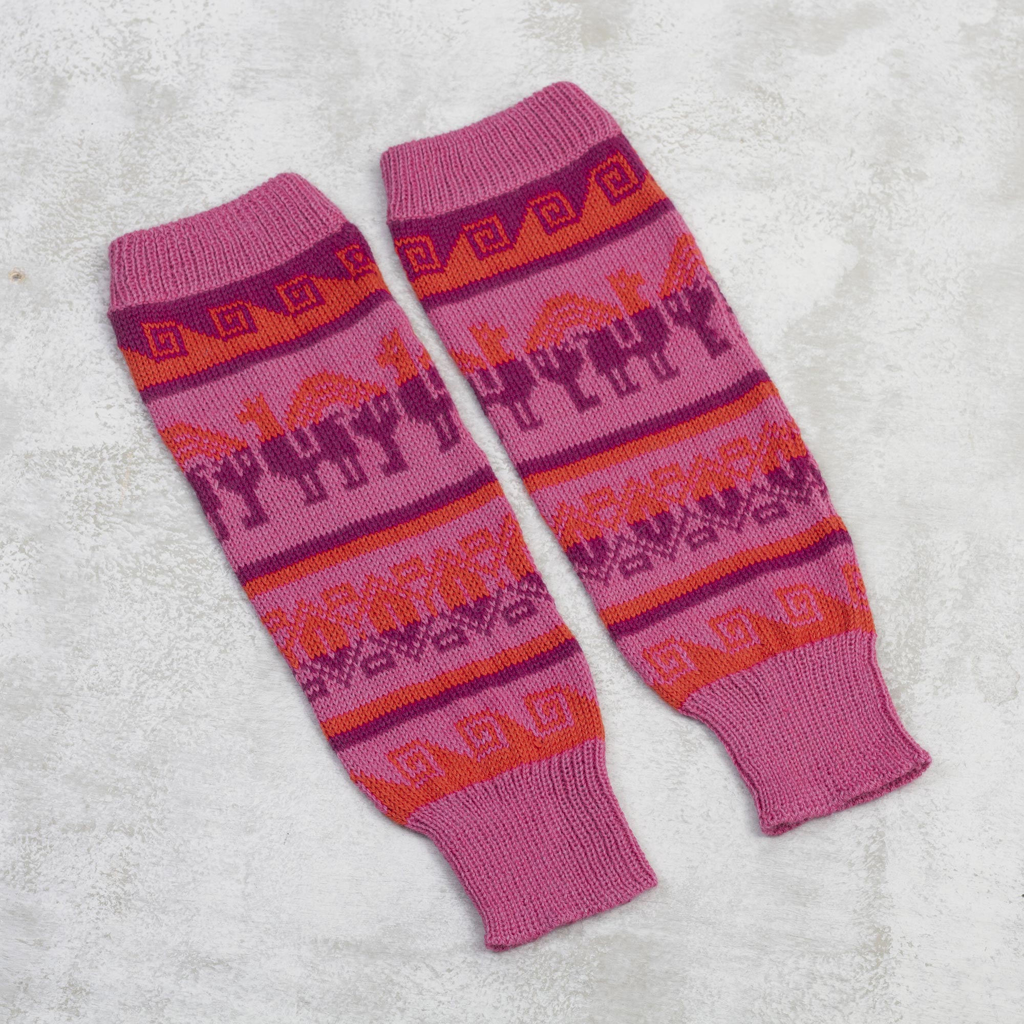 Rainbow Pink Alpaca Blend Leg Warmers