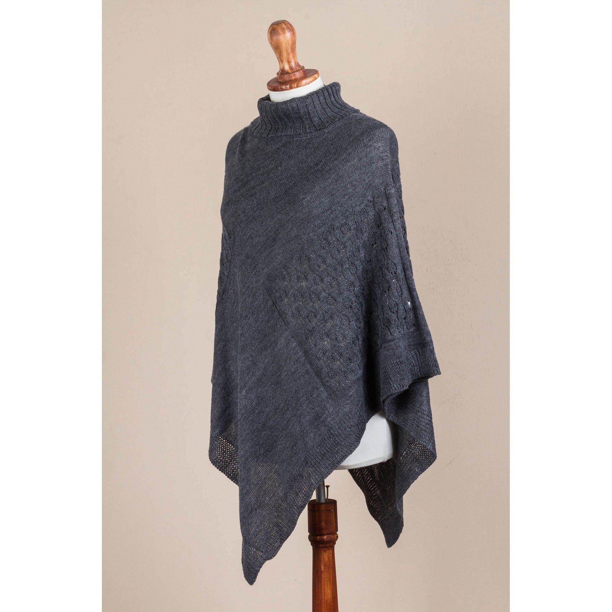 Grey Knit Poncho