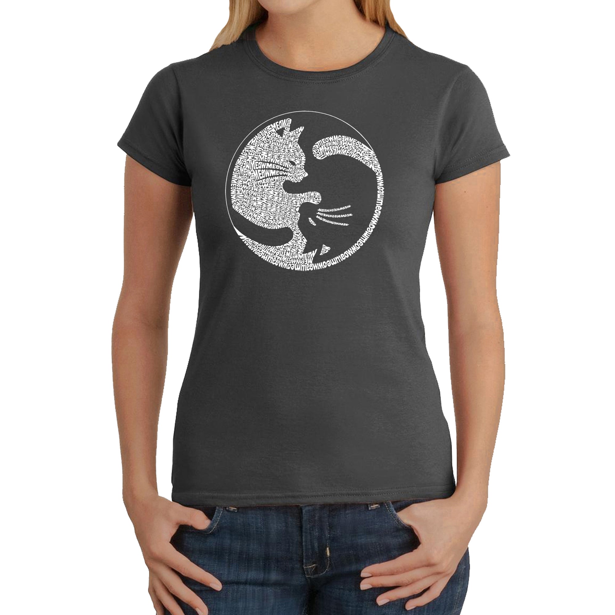 Yin Yang Cat  - Women's Word Art T-Shirt