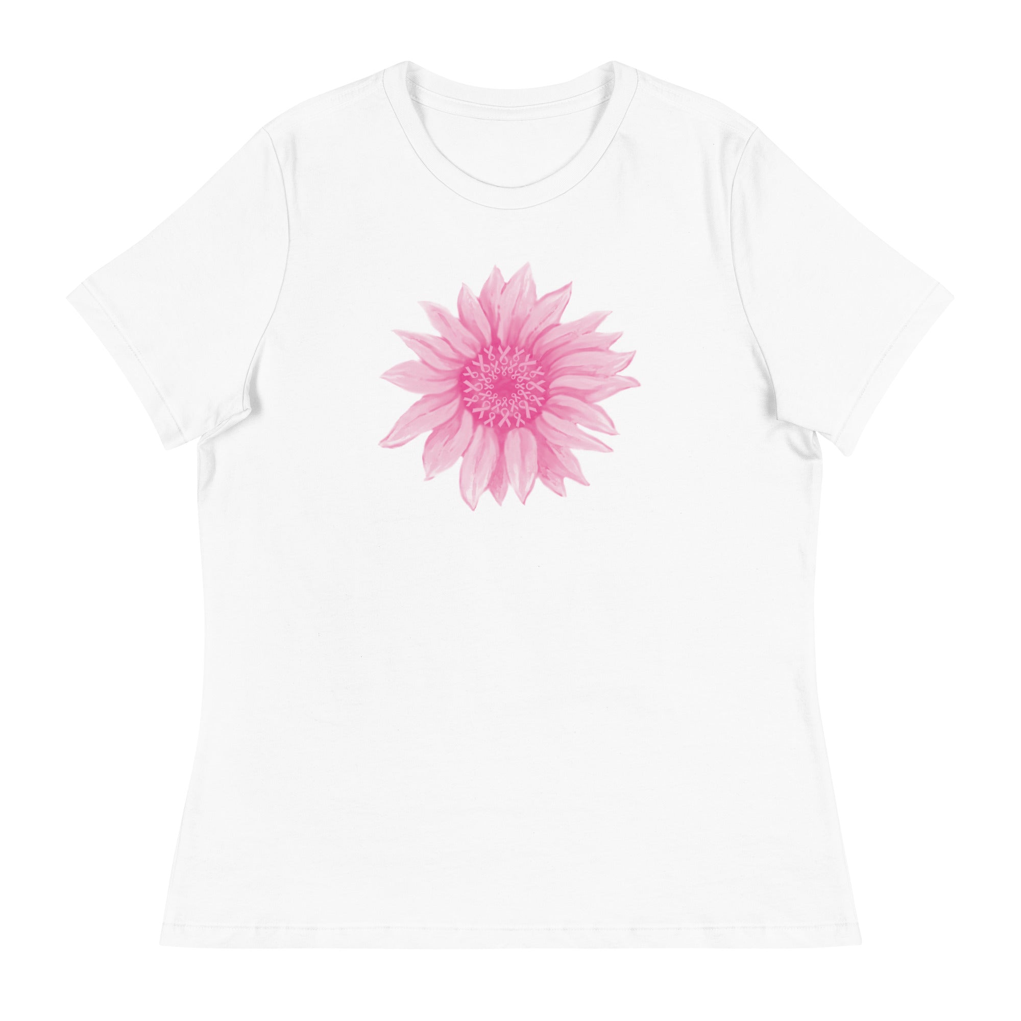 Pink Ribbon Sunflower Women's Relaxed T-Shirt