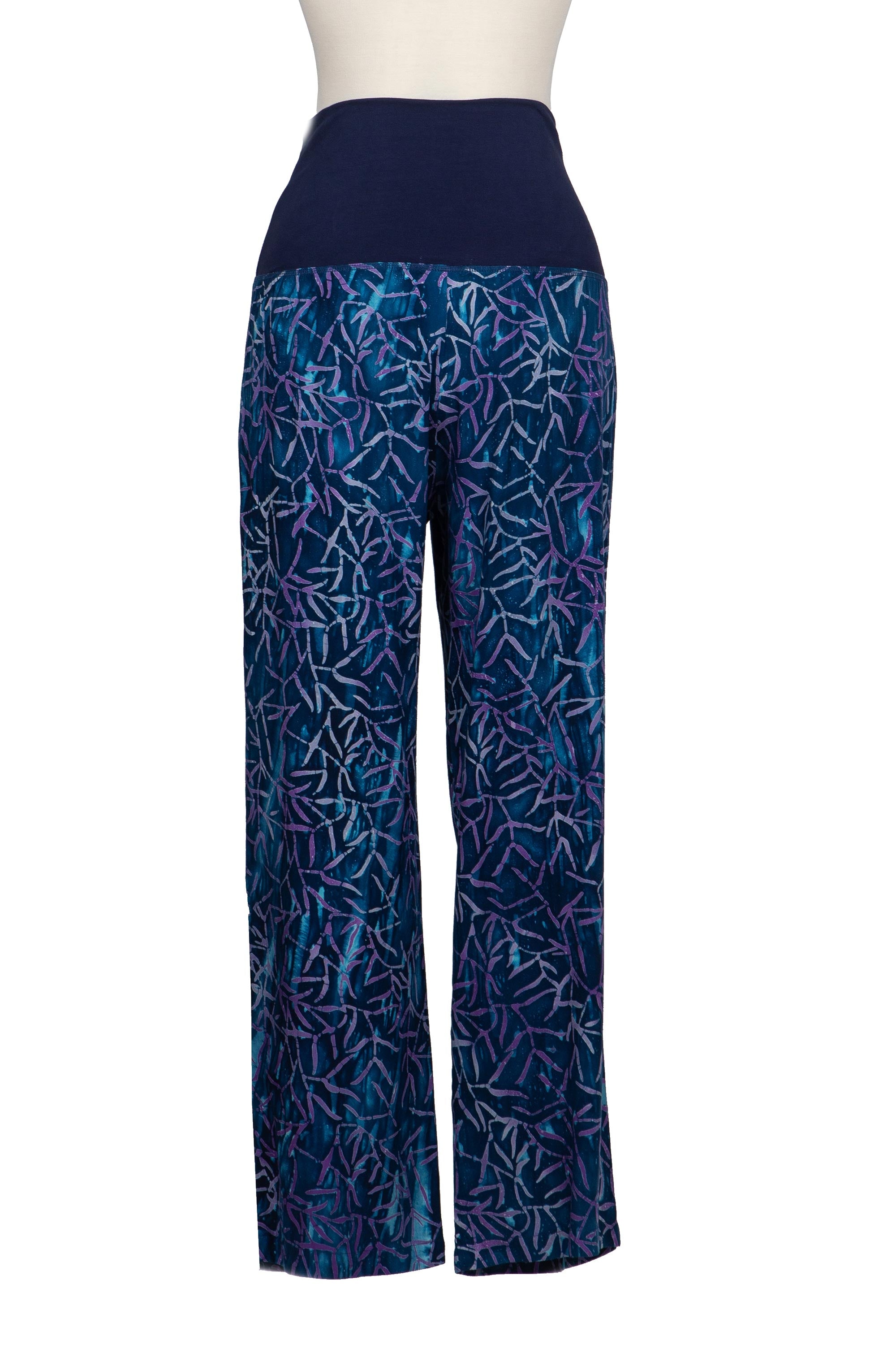 Bali Seaweed Hand Stamped Batik Rayon Yoga Pants