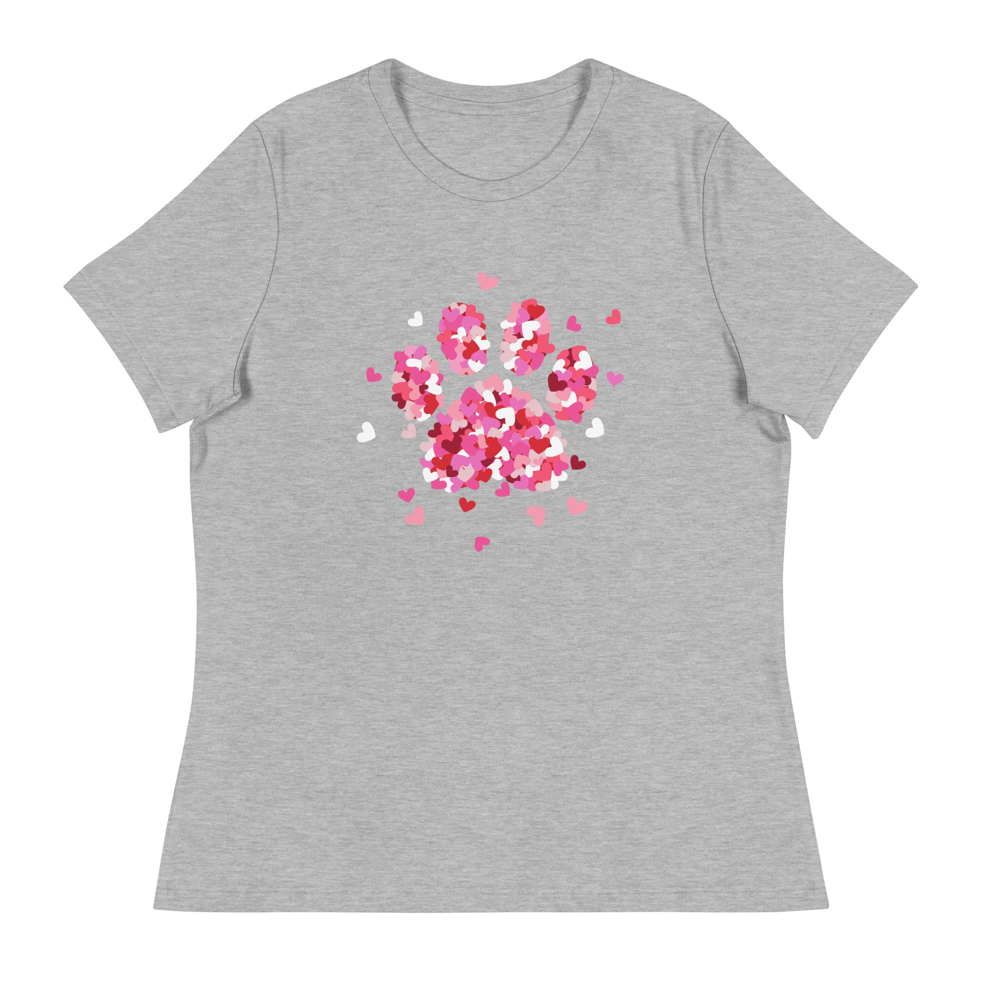 Pink Paw Print of Hearts Women's Relaxed T-Shirt