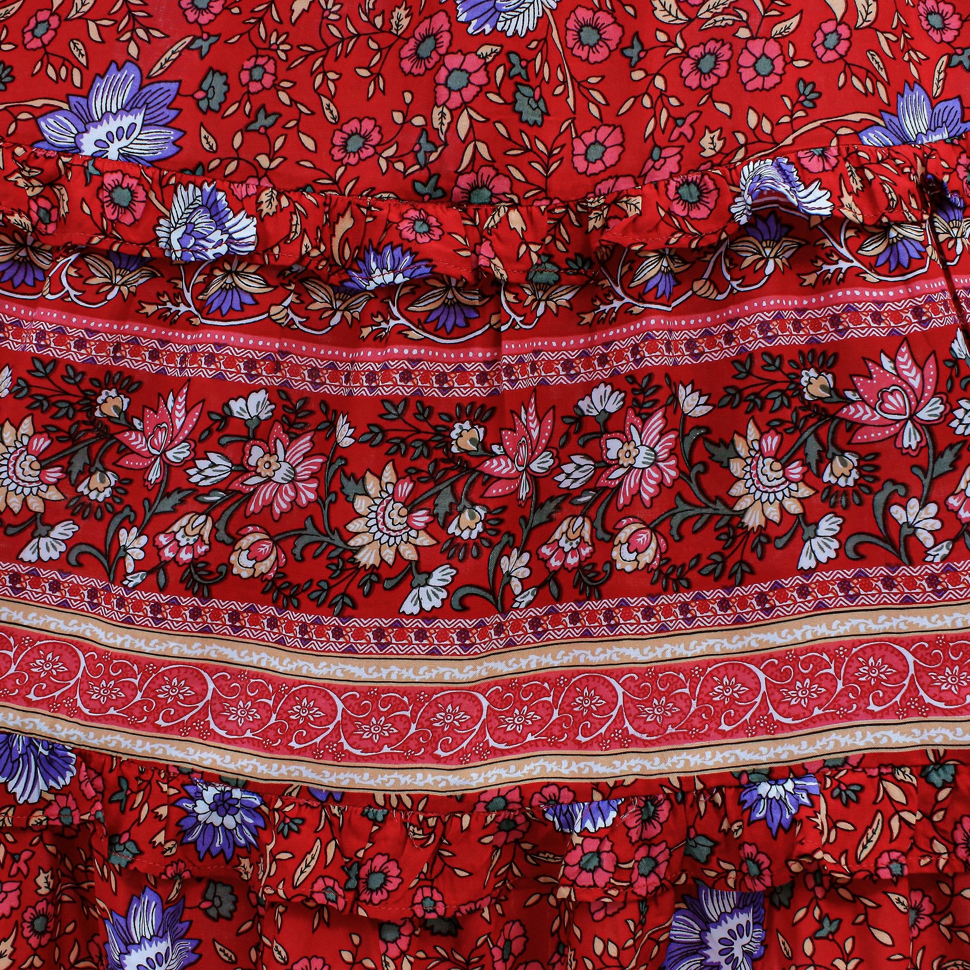 Poppy Garden Floral Rayon Skirt in Poppy Crafted in Thailand