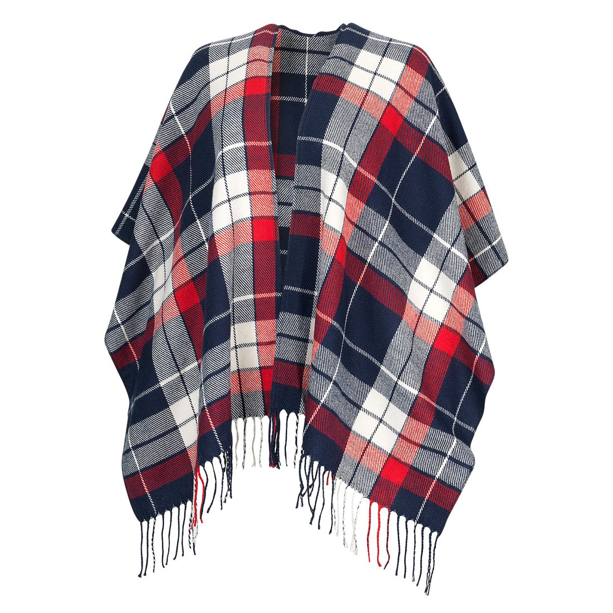 Red Navy Plaid Kennedy Shawl