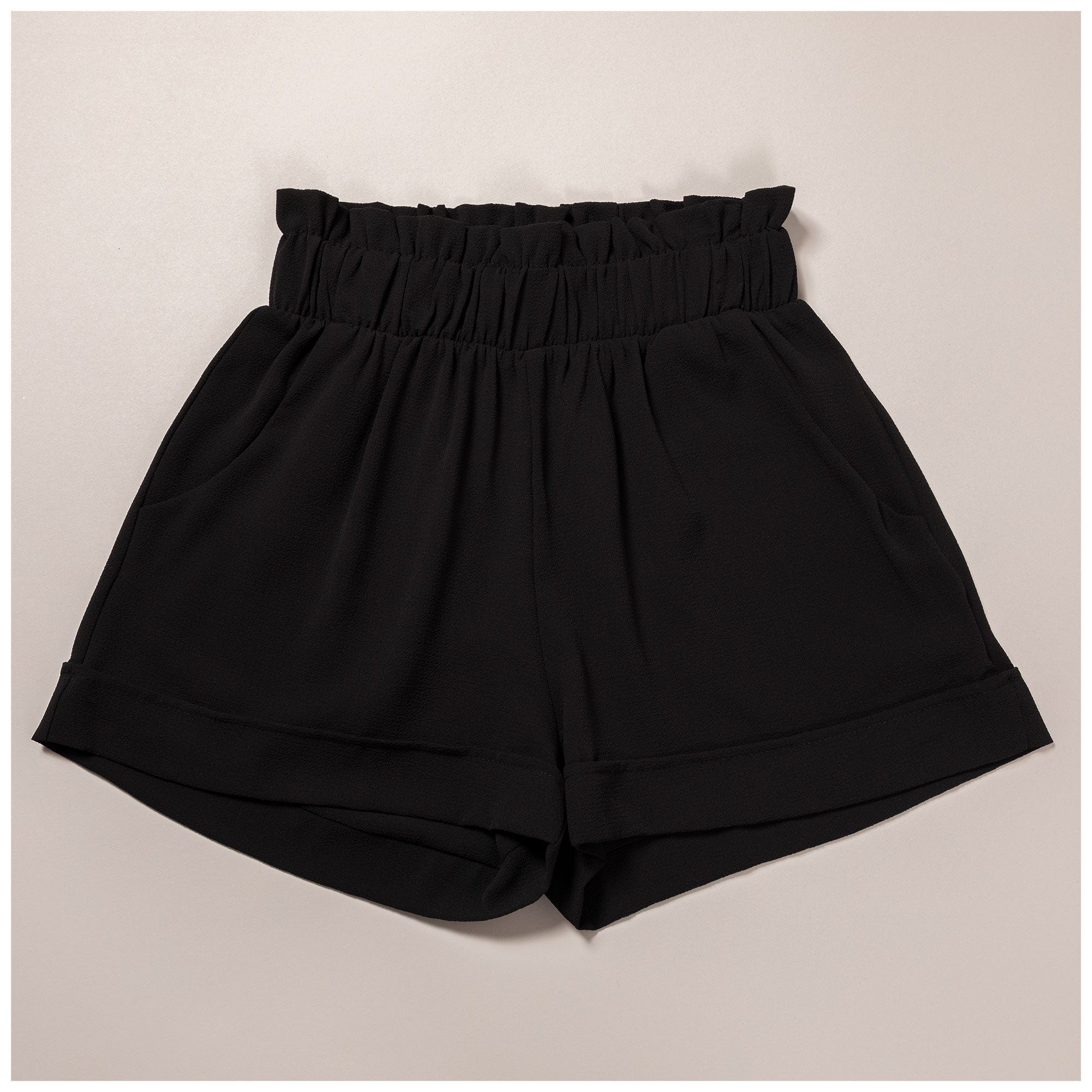 High-Waist Ruffle Top Cuff Shorts