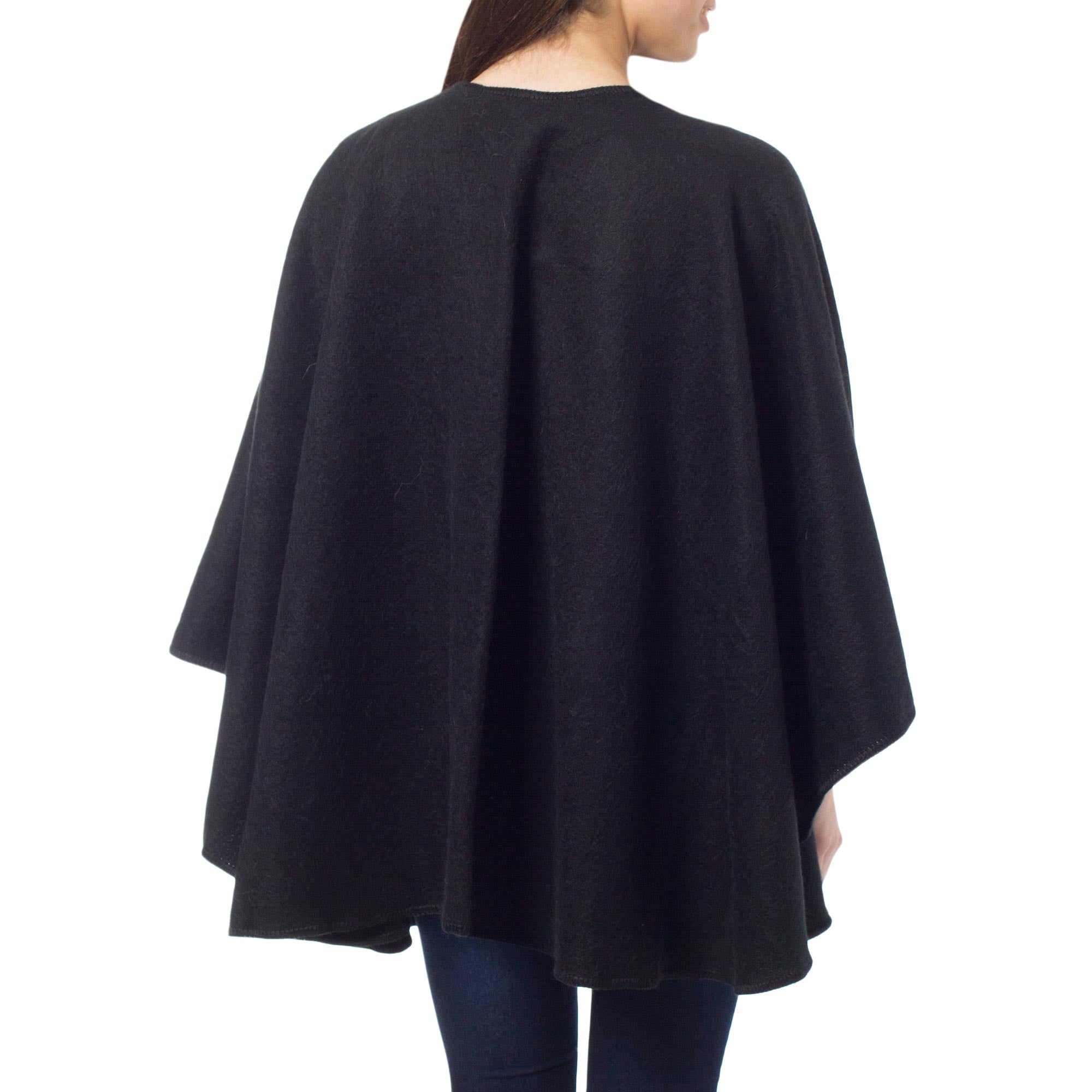 Ebony Sky Black Alpaca Blend Ruana Cloak