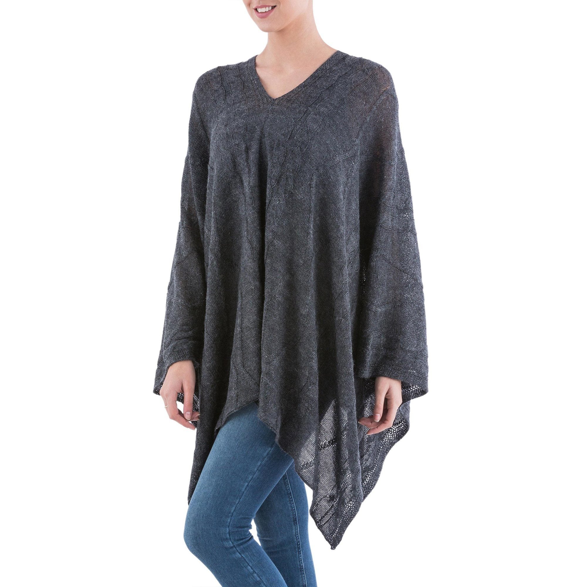 Lightweight Grey Peruvian Poncho