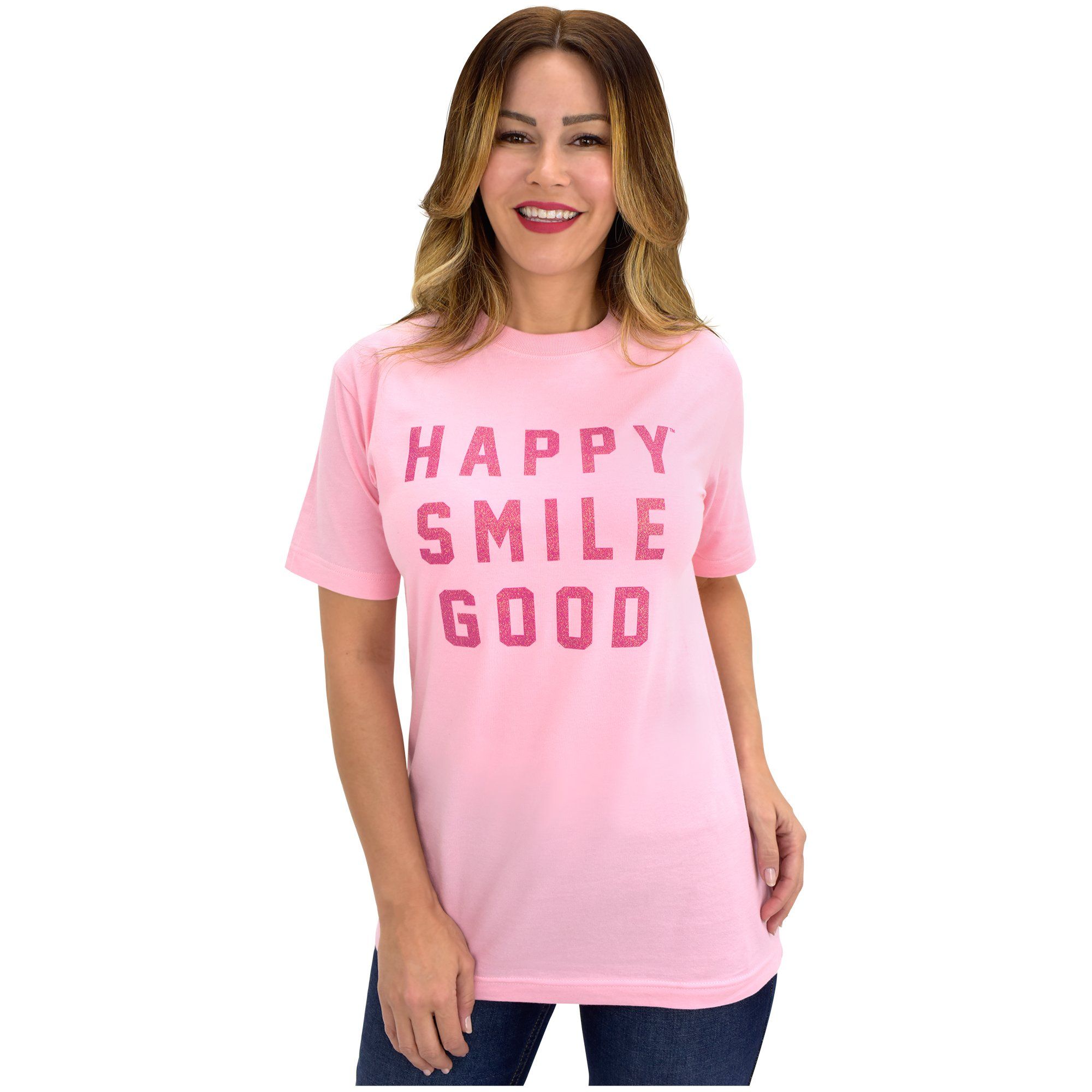 Pink Ribbon Happy Smile Good Adult T-Shirt