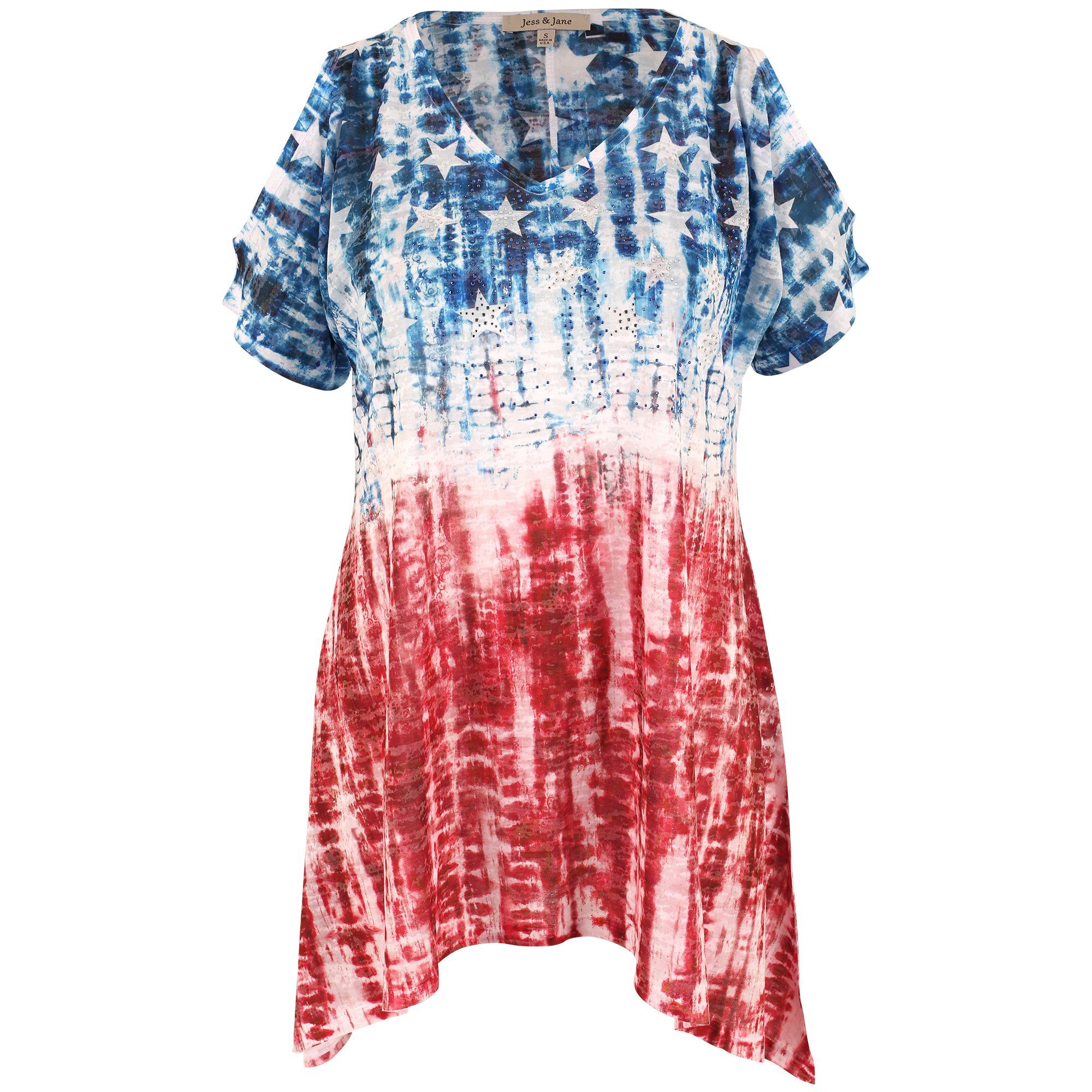 Tie-Dye Americana Cold Shoulder Tunic