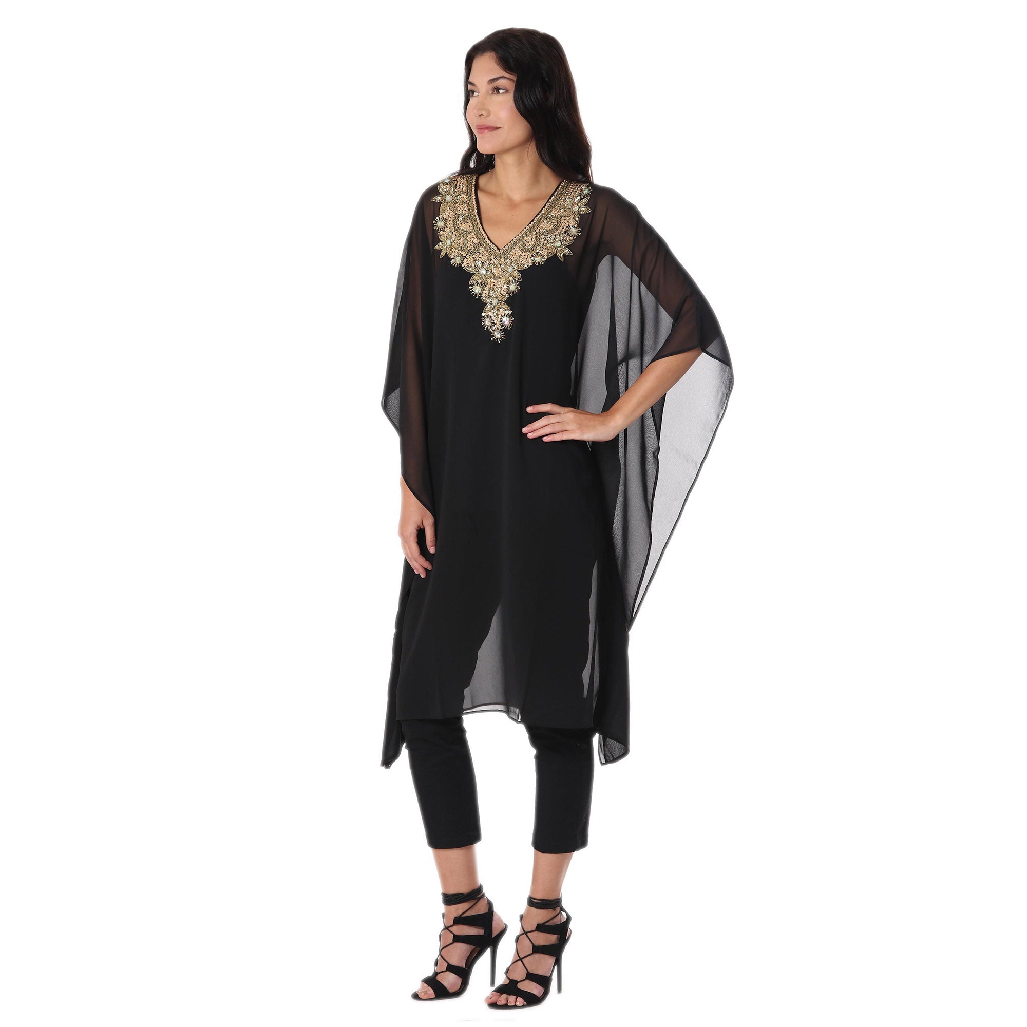 Arabian Beauty Embellished Sheer Caftan