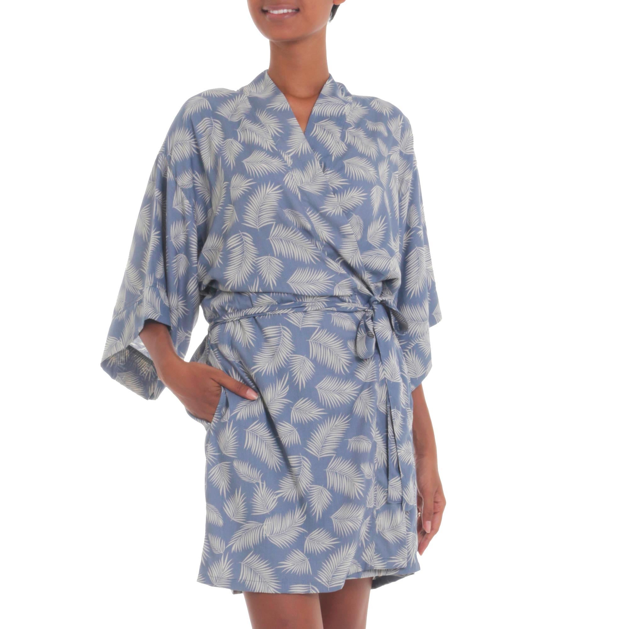 Windy Beach Rayon Robe in Cadet Blue