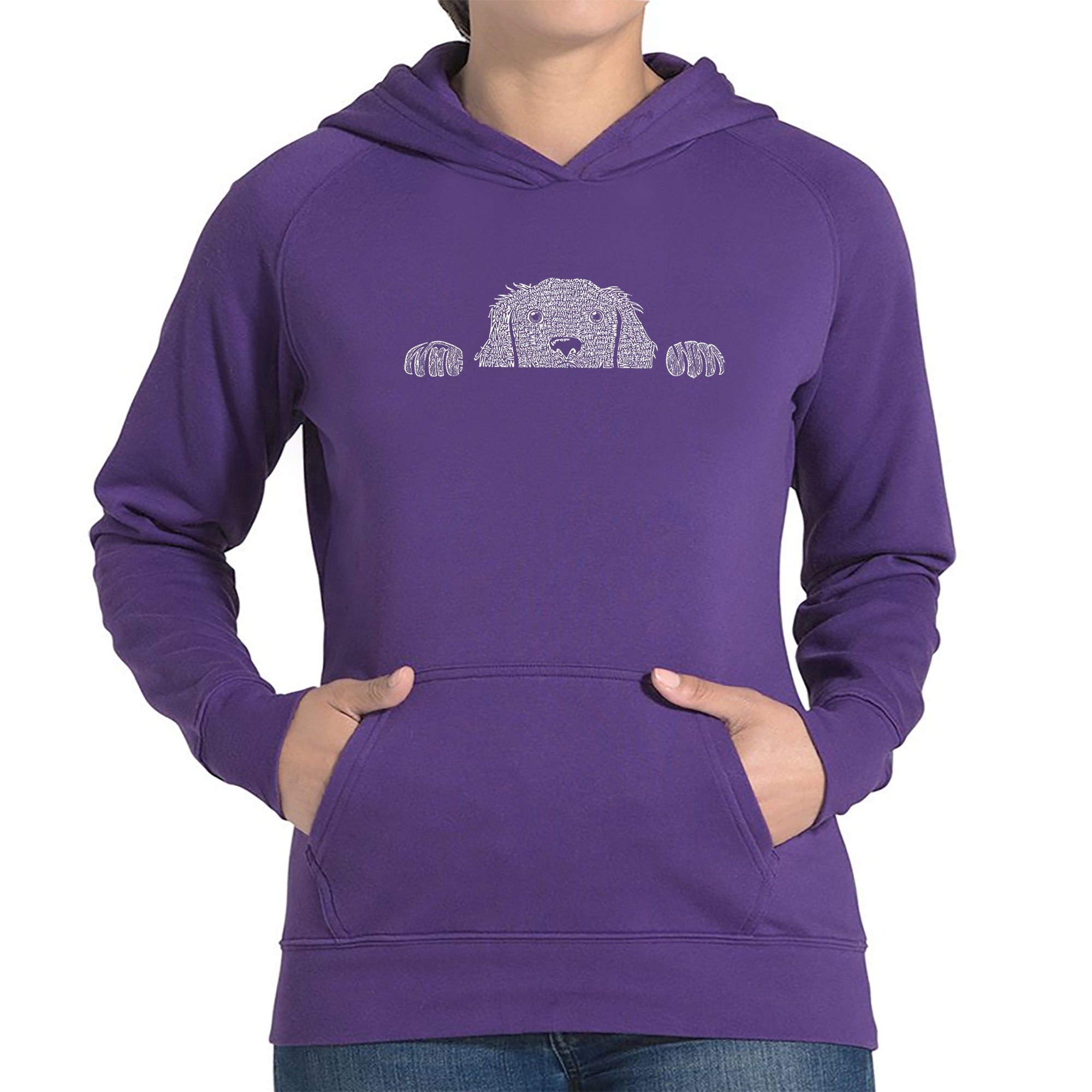 Peeking Dog  - Women's Word Art Hooded Sweatshirt