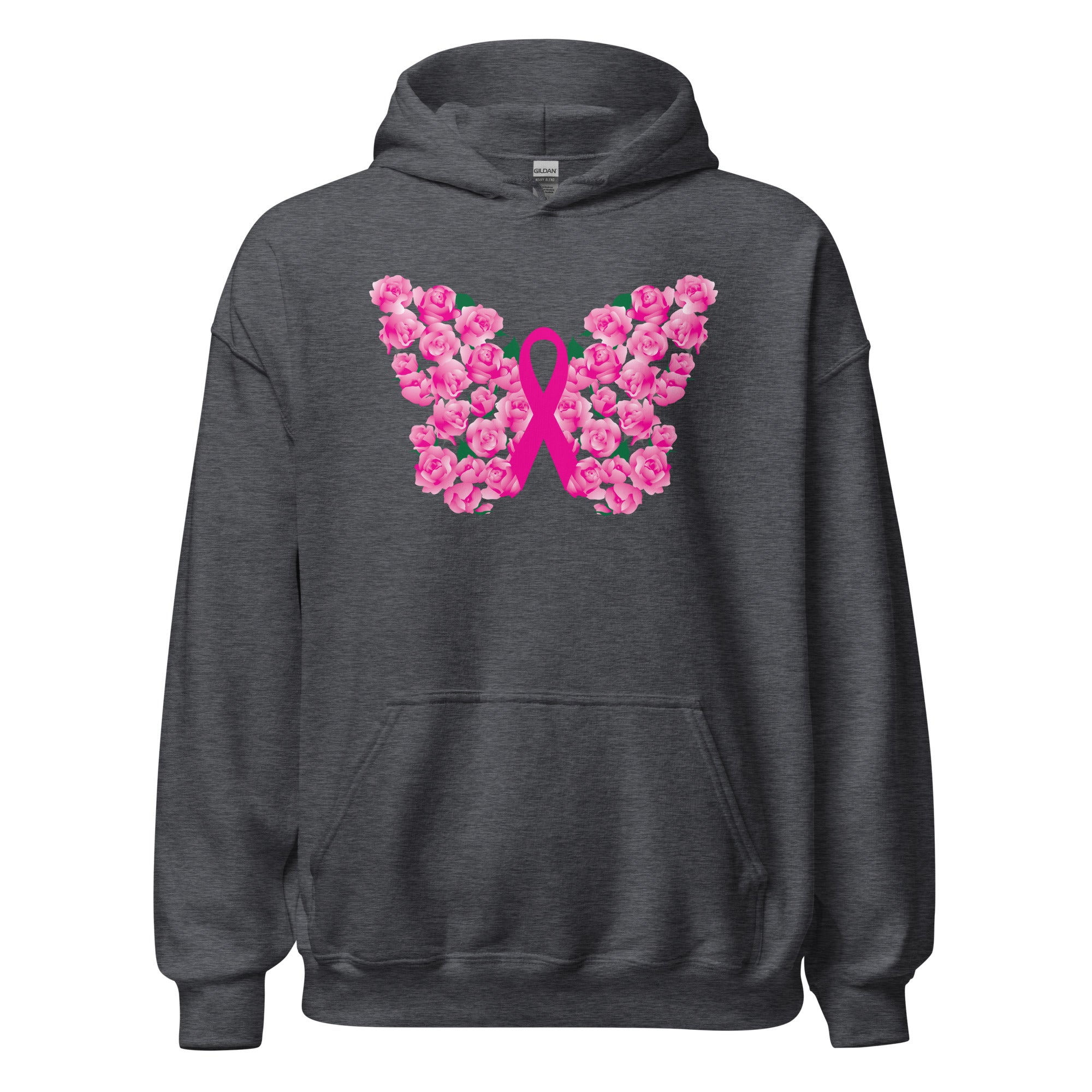 Pink Ribbon Floral Butterfly Hoodie