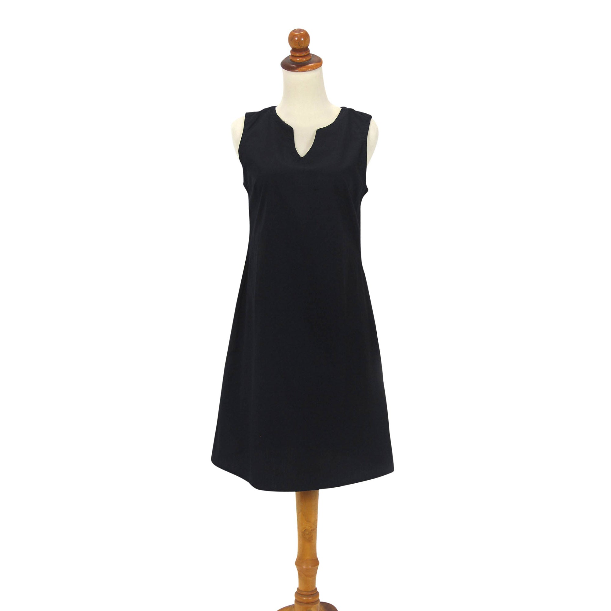 Lily in Black Cotton Shift Dress