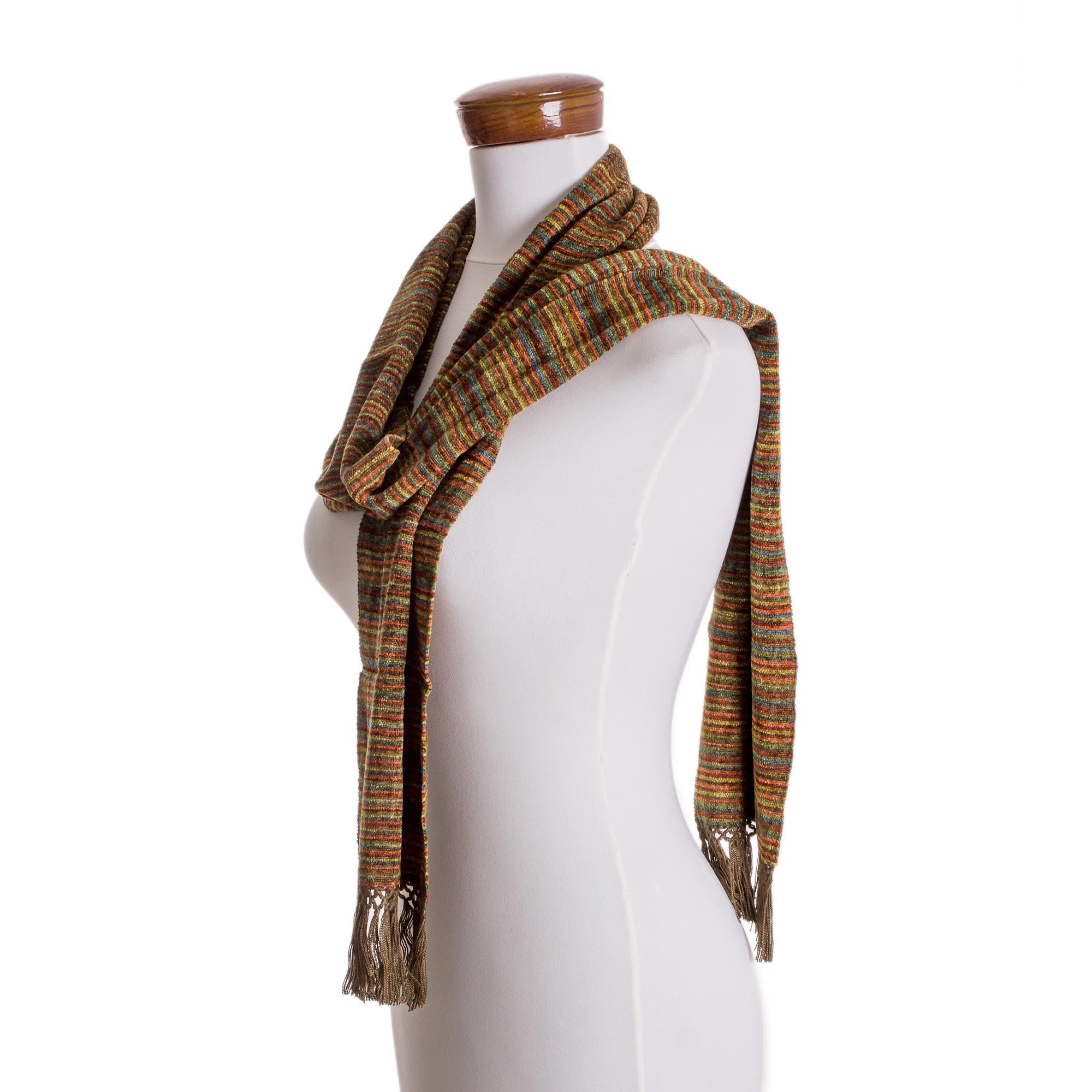 Chestnut Love Multicolored Brown and Yellow Rayon Chenille Scarf