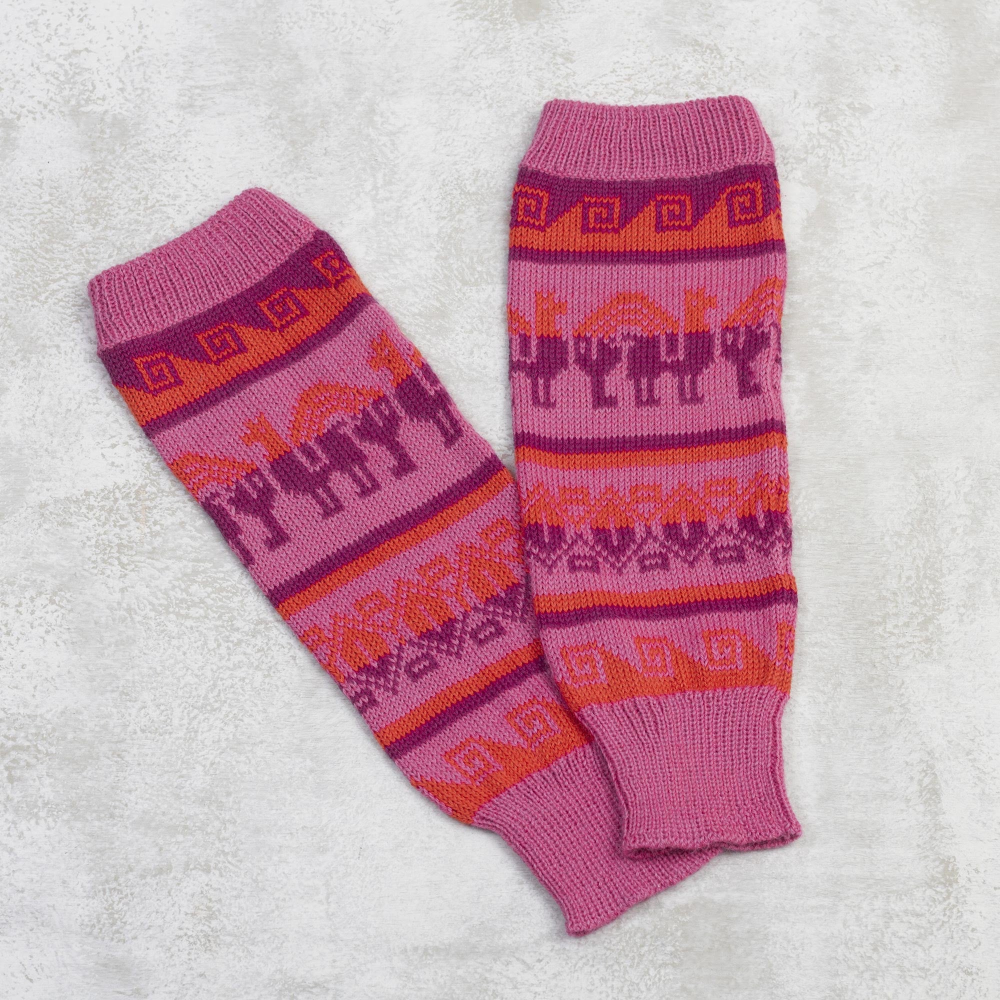 Rainbow Pink Alpaca Blend Leg Warmers