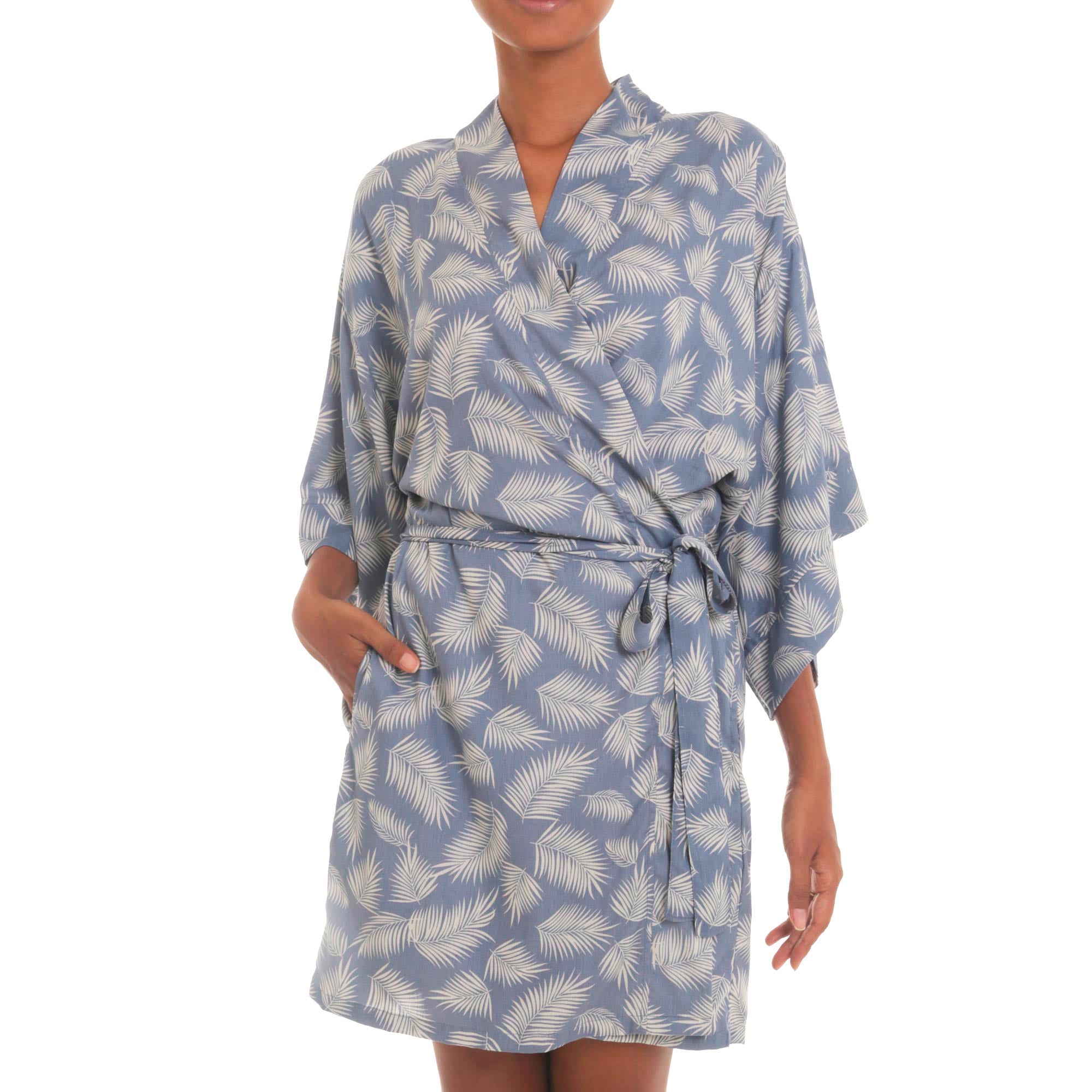 Windy Beach Rayon Robe in Cadet Blue