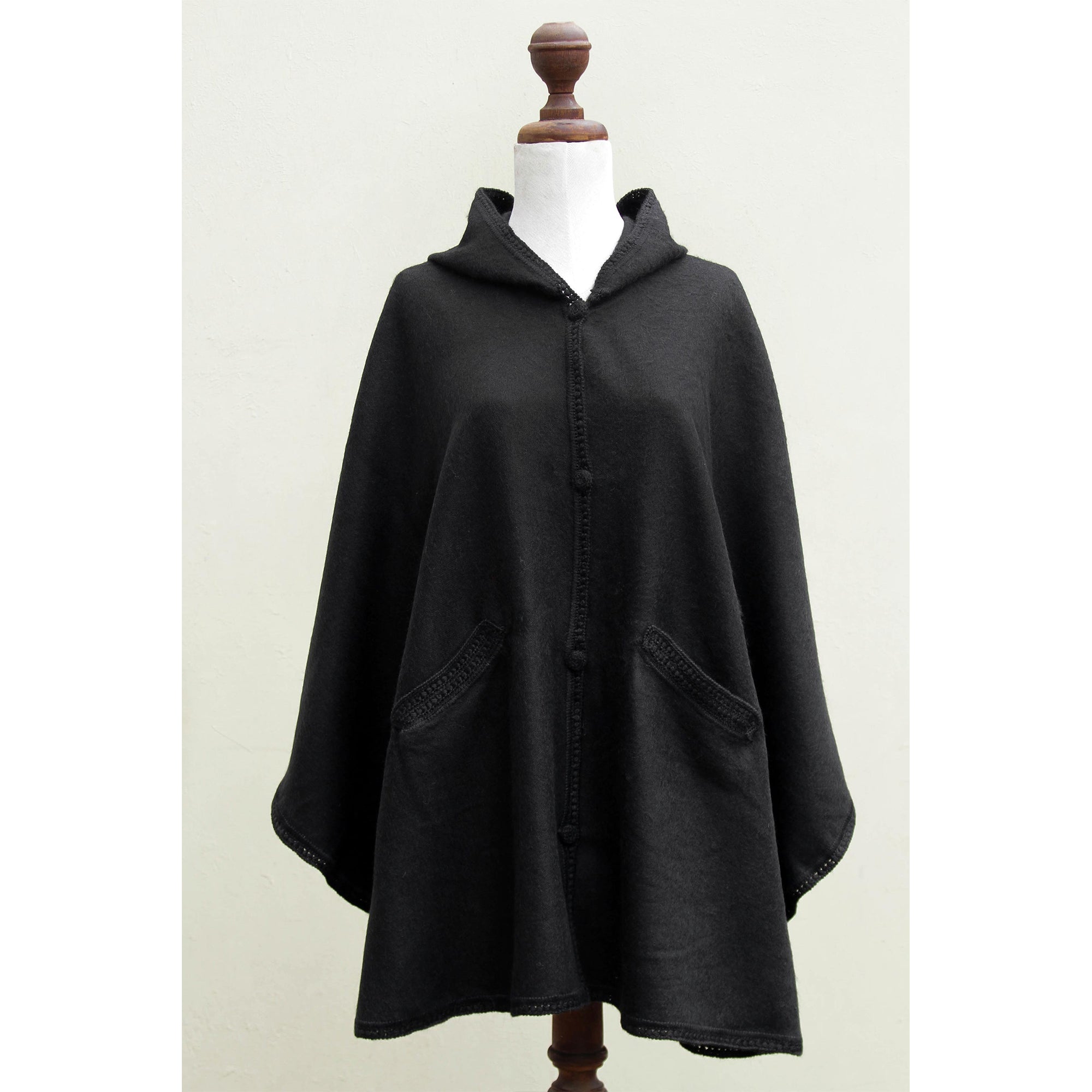 Glamorous Night Black Hooded Ruana Cape