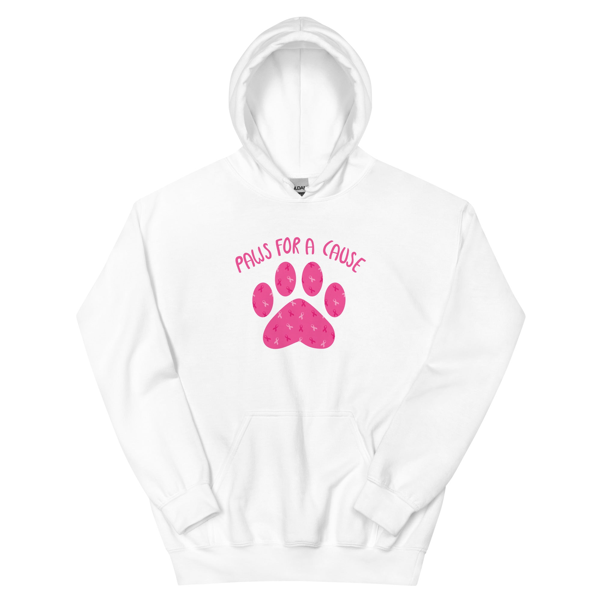 Paws For A Cause Pink Ribbon Paw Print Hoodie