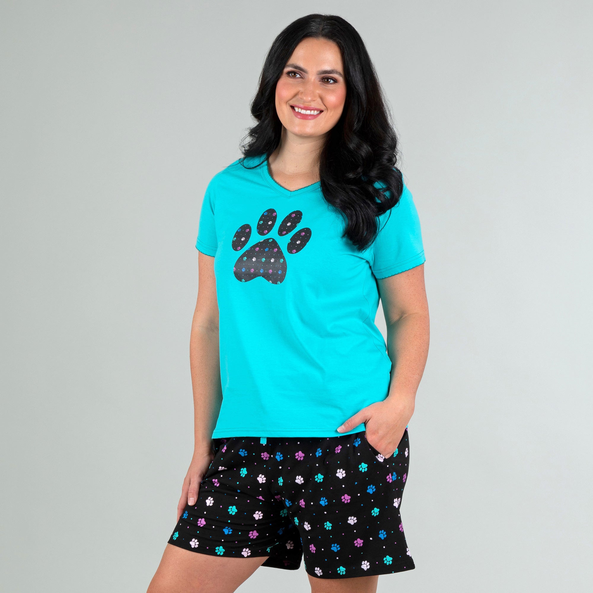 Polka Dot Paws Pajama Shorts Set