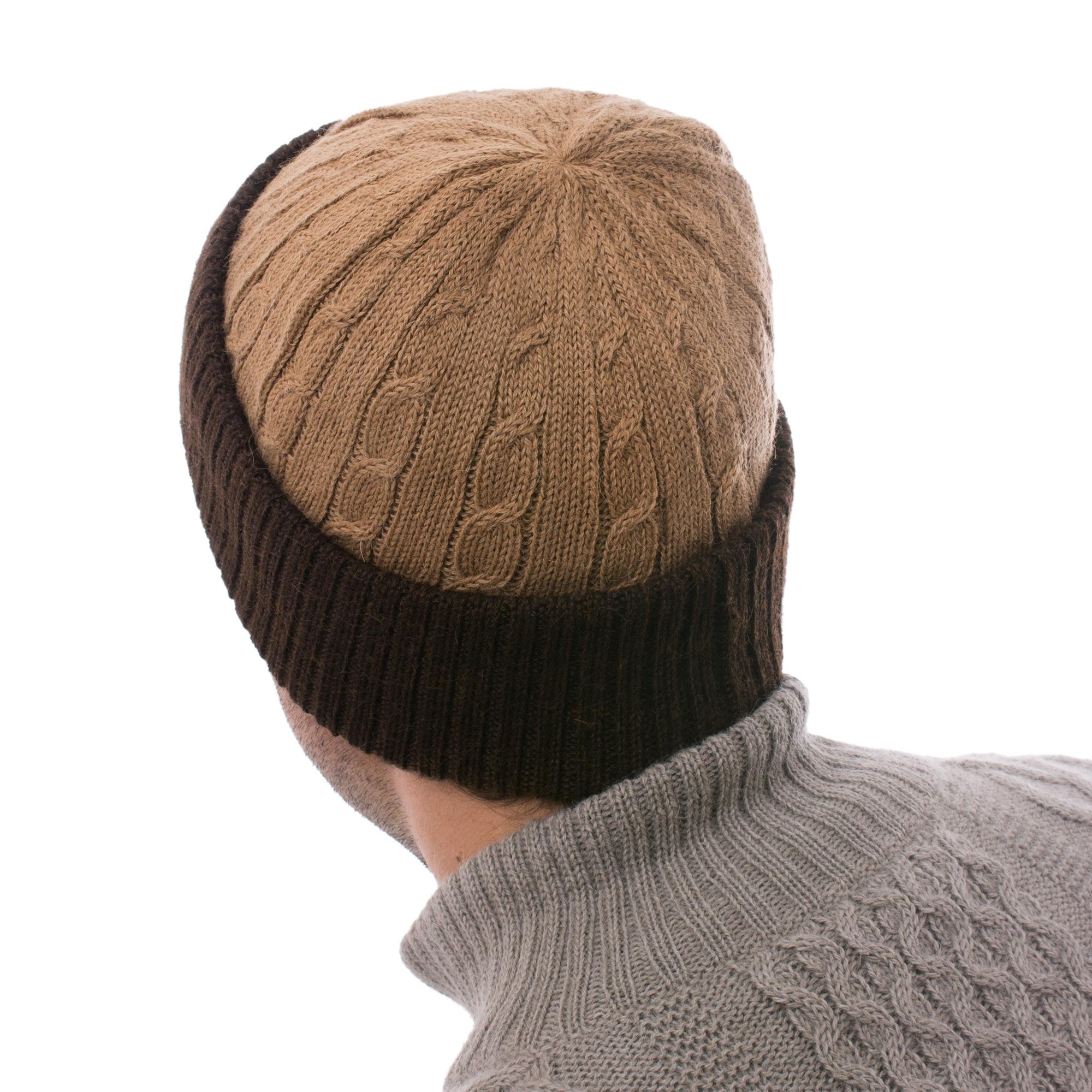 Warm Braids in Tan Alpaca Hat