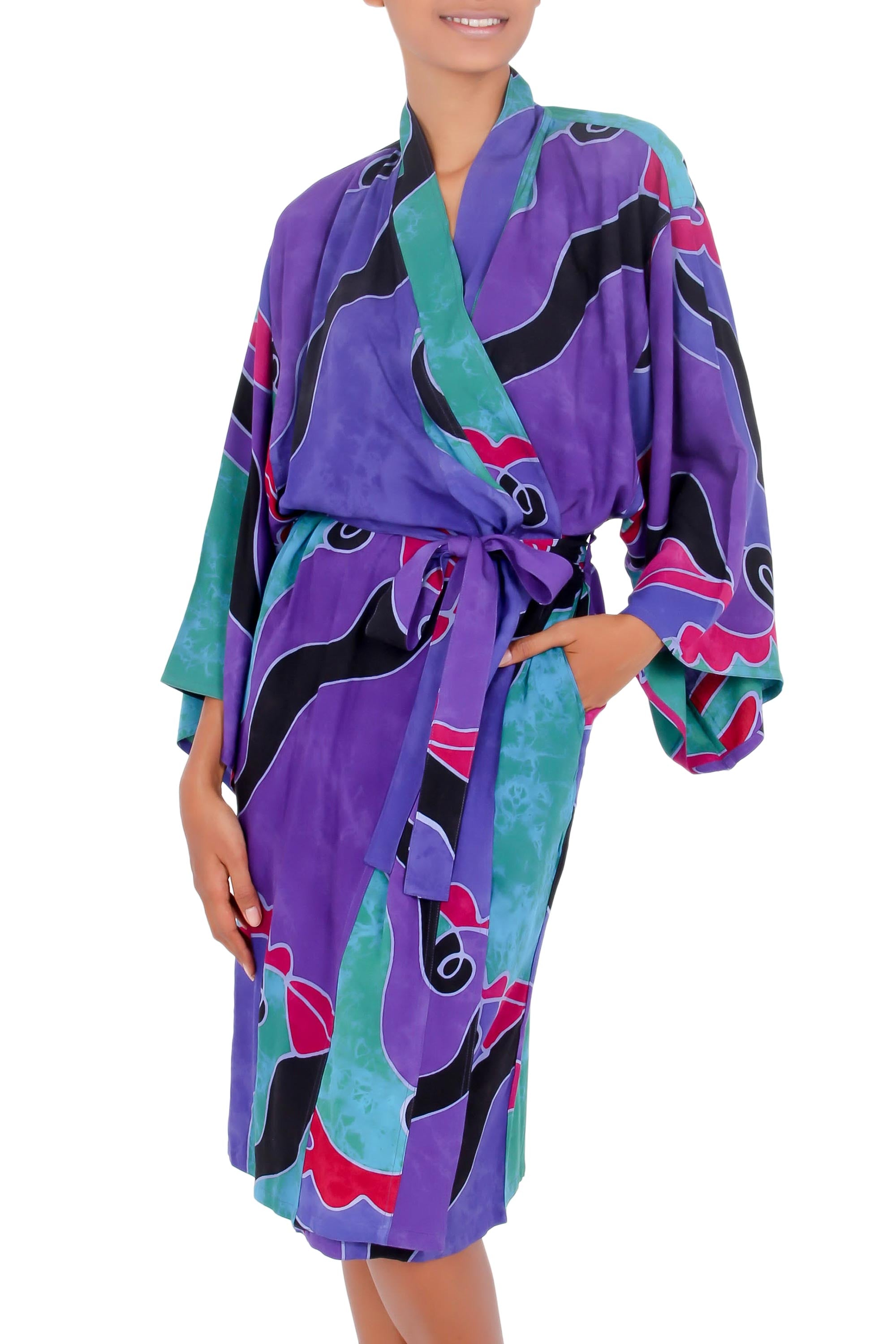 Turquoise Ocean Women's batik robe