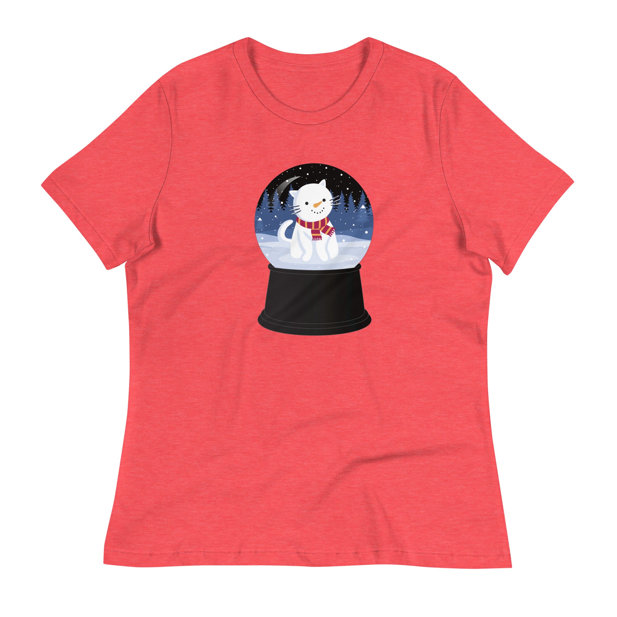 Snowman Kitty Snow Globe Women's Relaxed T-Shirt