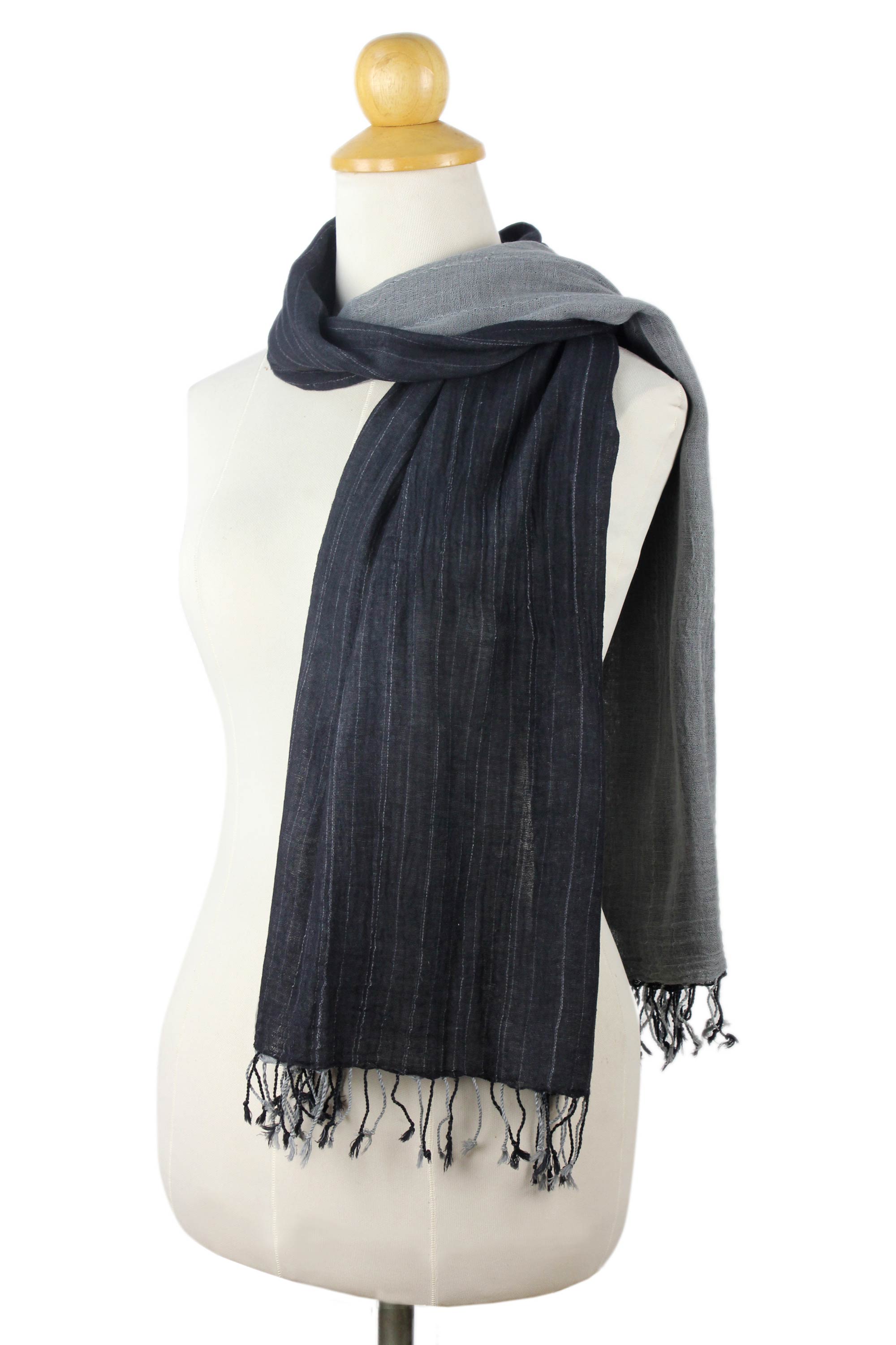 Grey and Black Duo Cotton Scarf