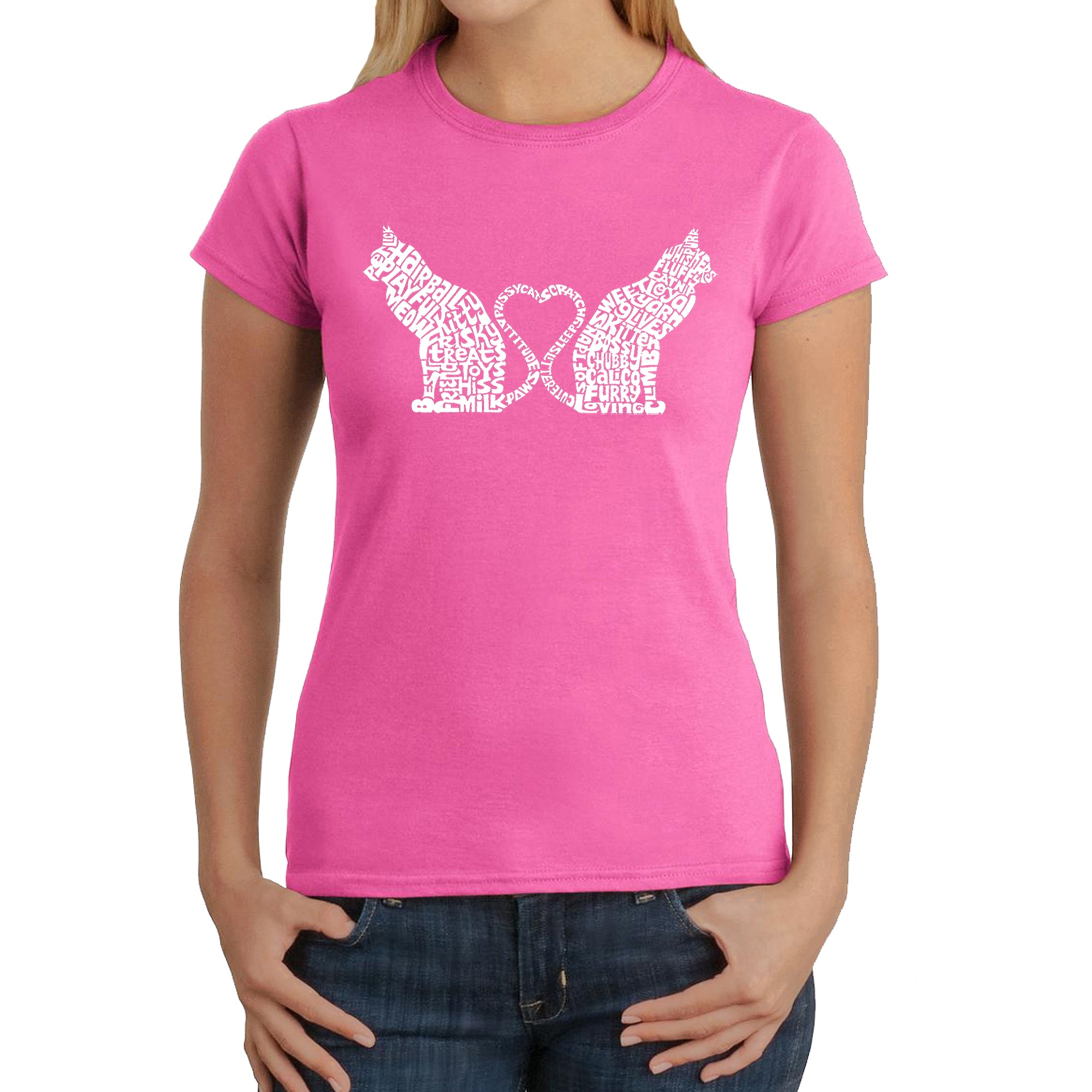 Cat Tail Hearts - Women's Word Art T-Shirt