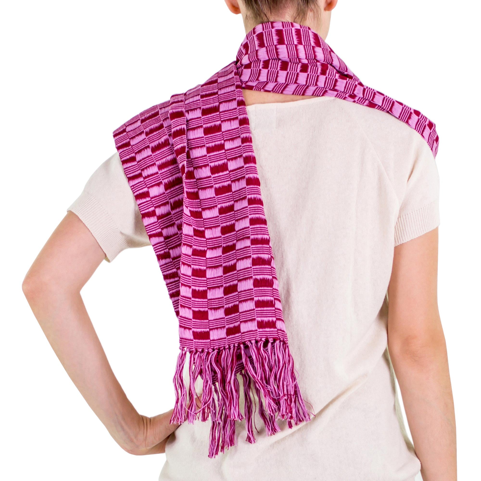 Exotic in Purple Maroon Guatemalan Hand-woven Cotton Scarf