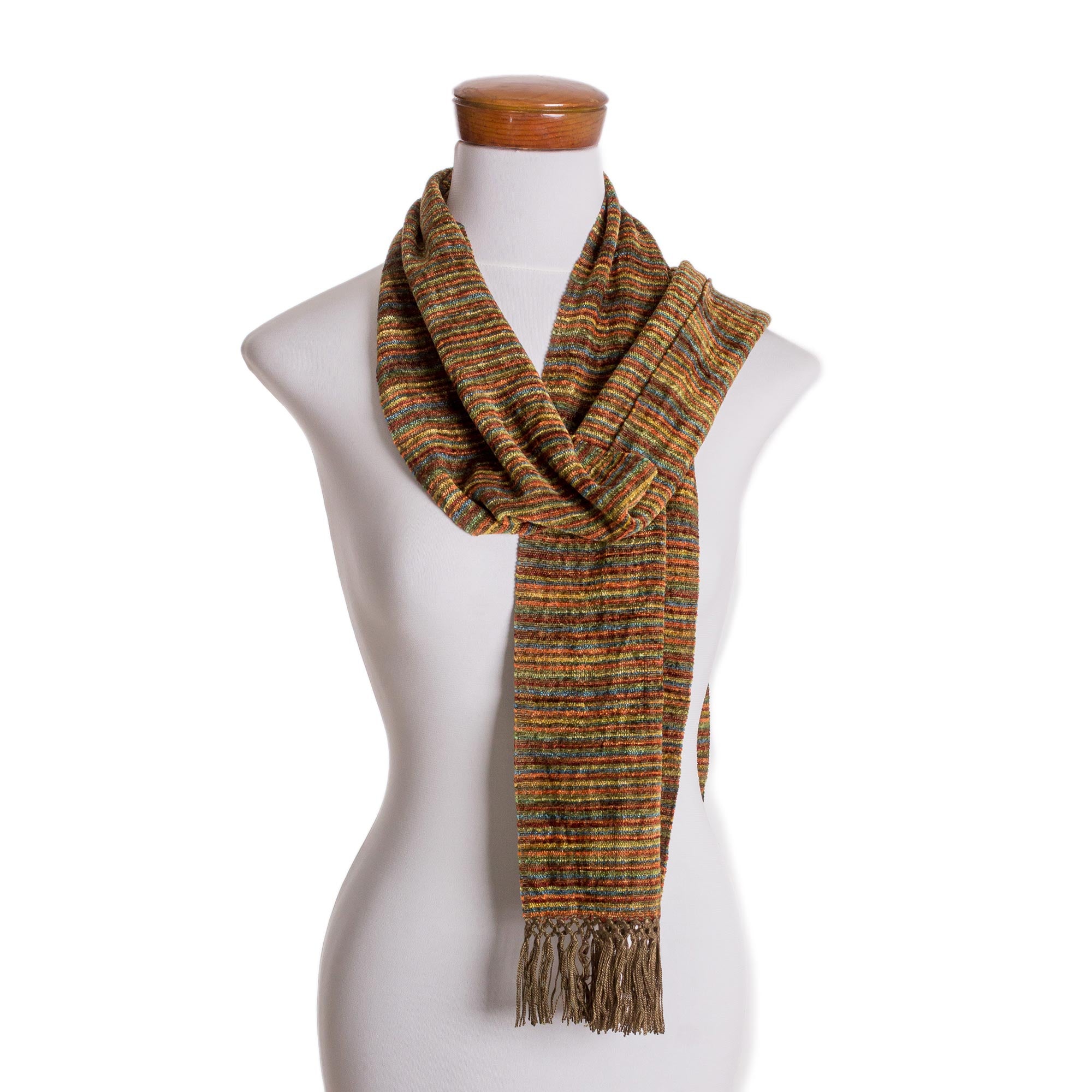 Chestnut Love Multicolored Brown and Yellow Rayon Chenille Scarf