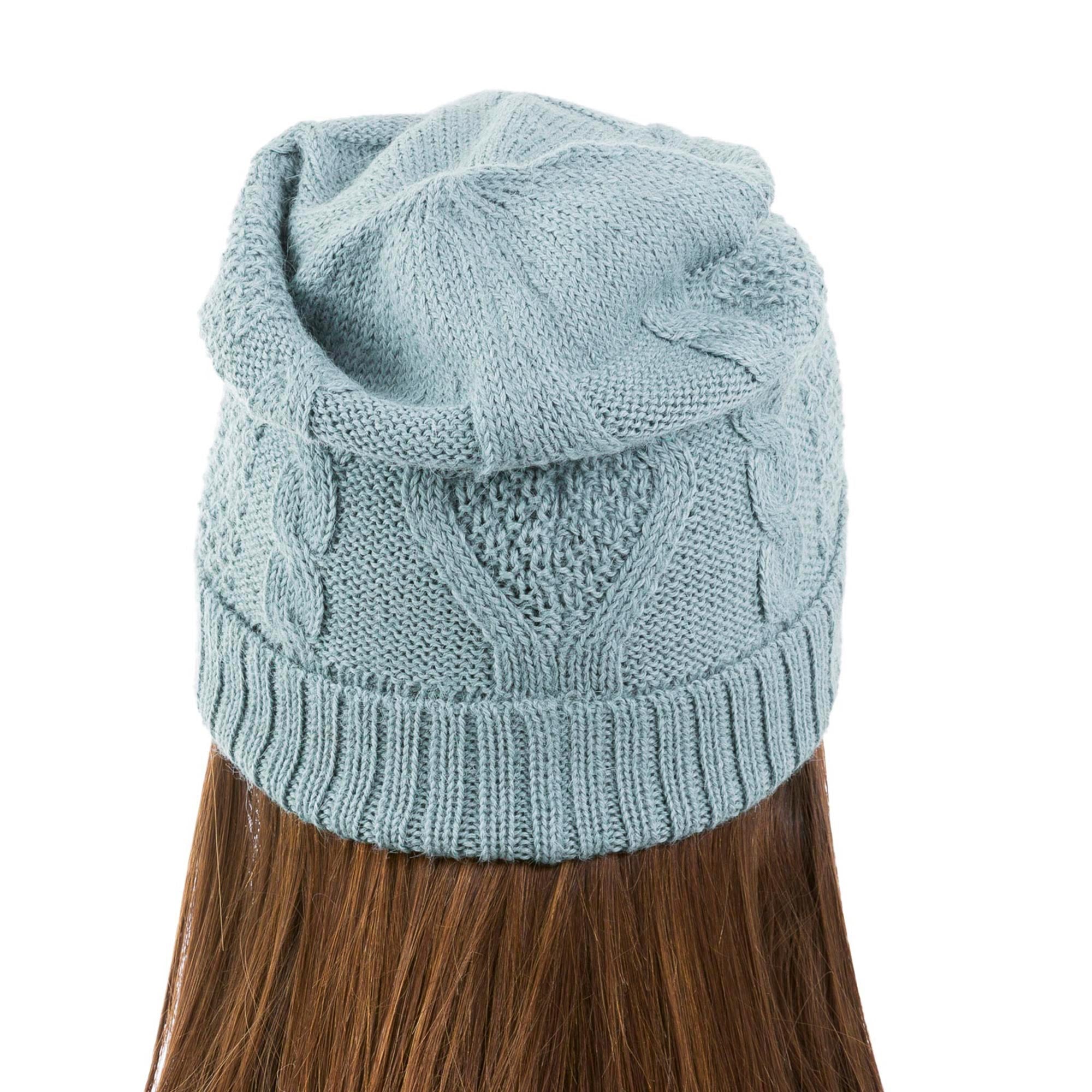 Celadon Braid Knitted Unisex Watch Cap in Celadon 100% Alpaca from Peru