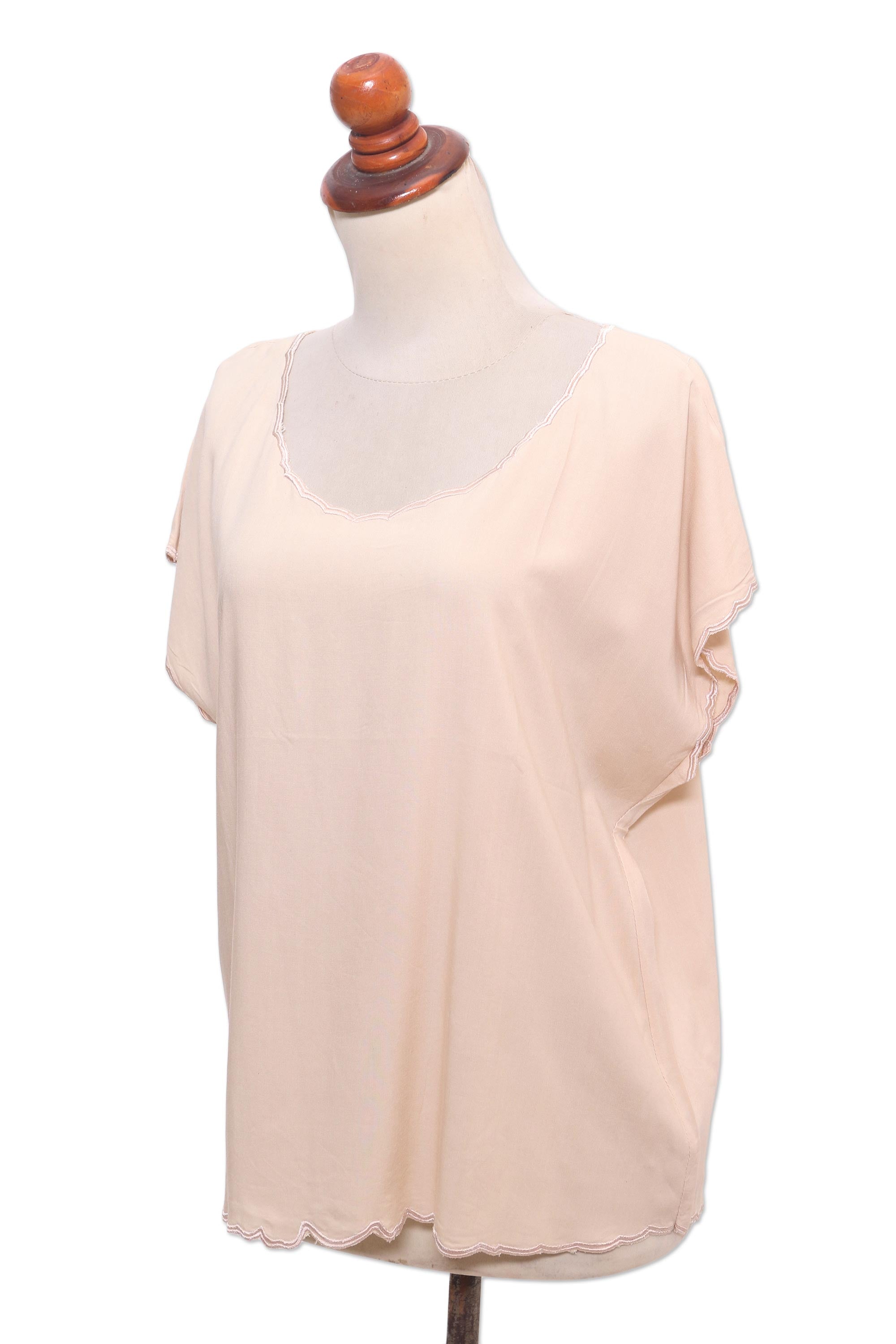 Timeless Tee in Ivory Ivory Short-Sleeved Rayon Blouse