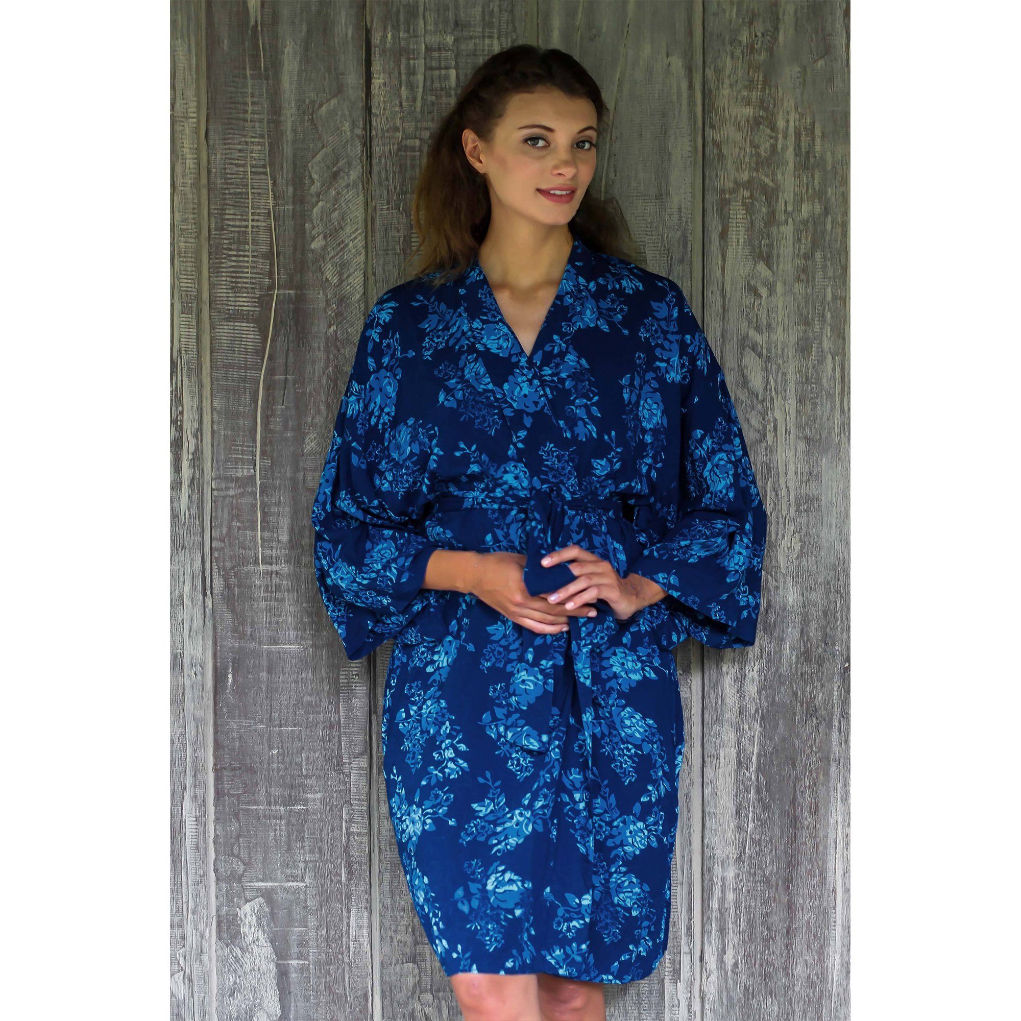 Blue Handcrafted Batik Robe