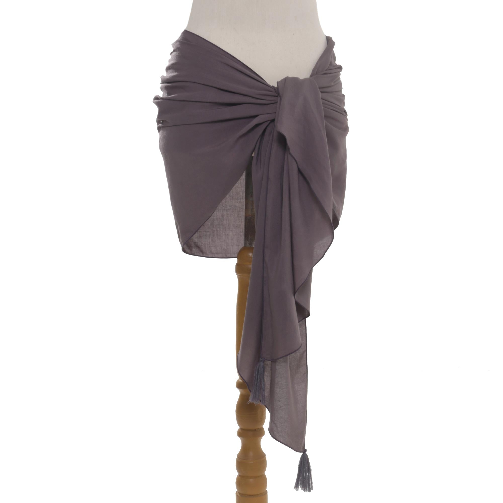 Paradise Breeze in Pewter Handmade Grey 100% Rayon Short Sarong from Indonesia