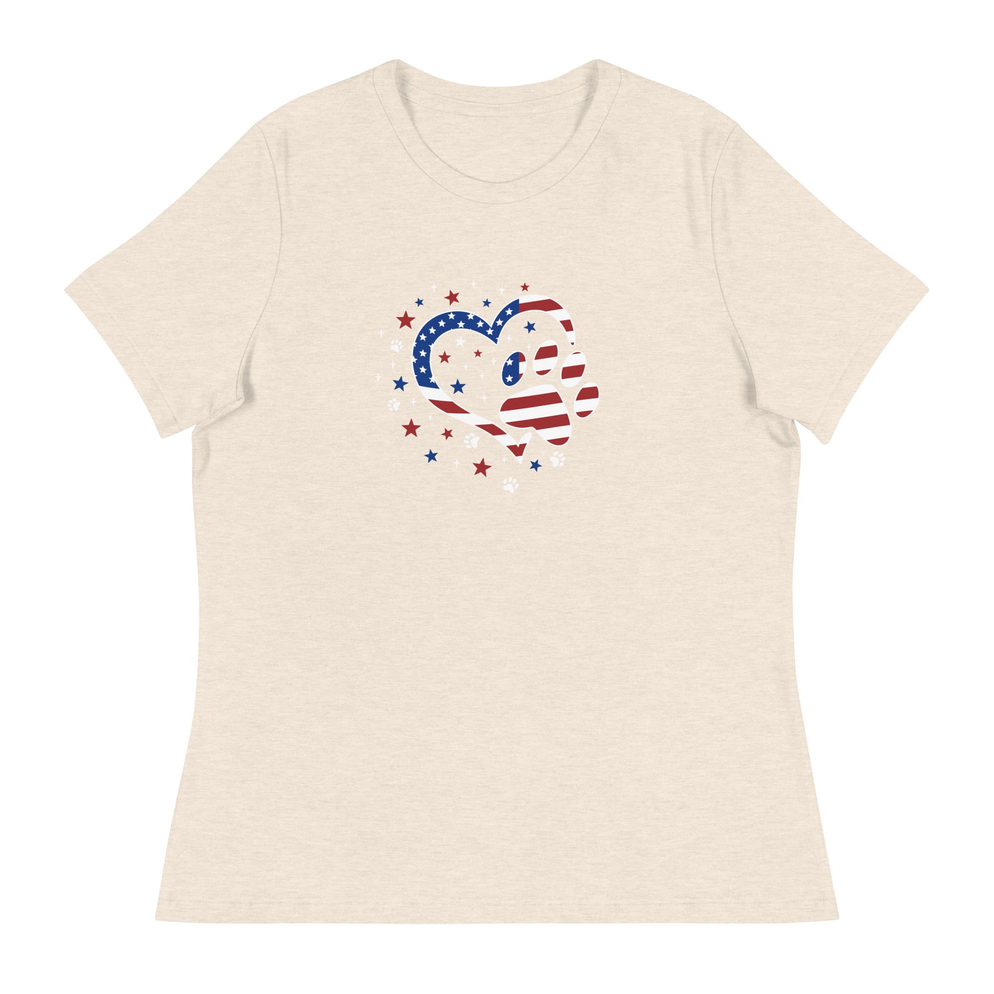 Star Spangled Paw Print Love Women's Relaxed T-Shirt