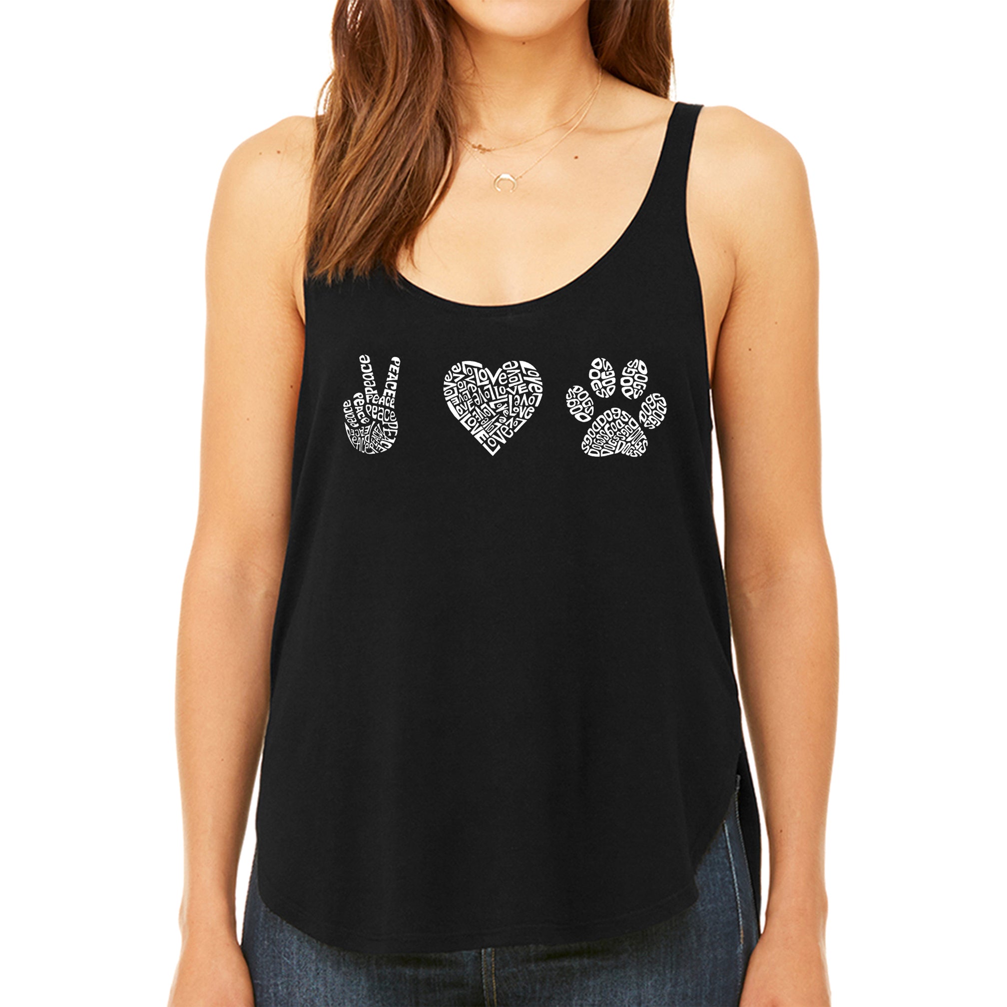 Peace Love Dogs  - Women's Premium Word Art Flowy Tank Top