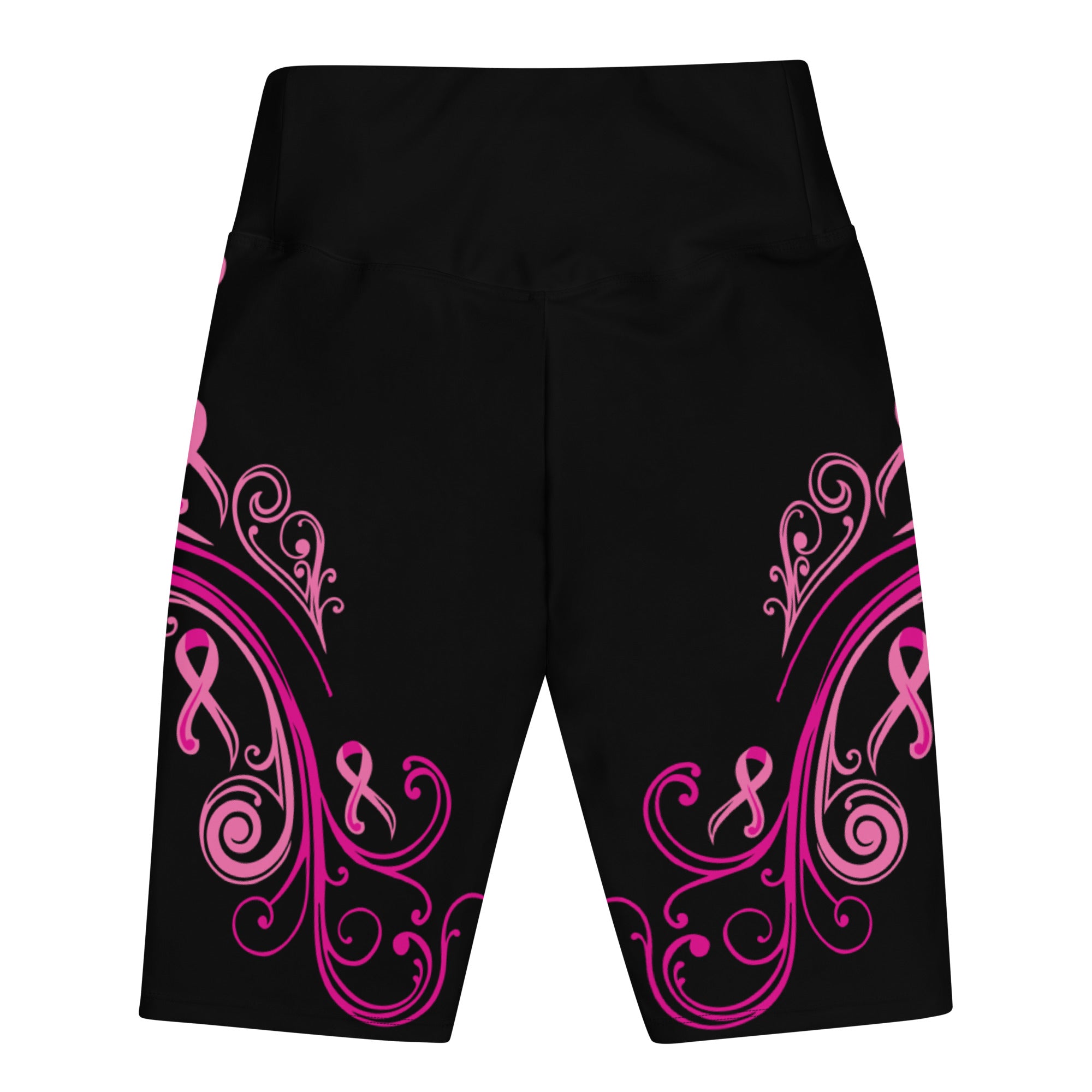 Pink Ribbon Swirl Biker Shorts