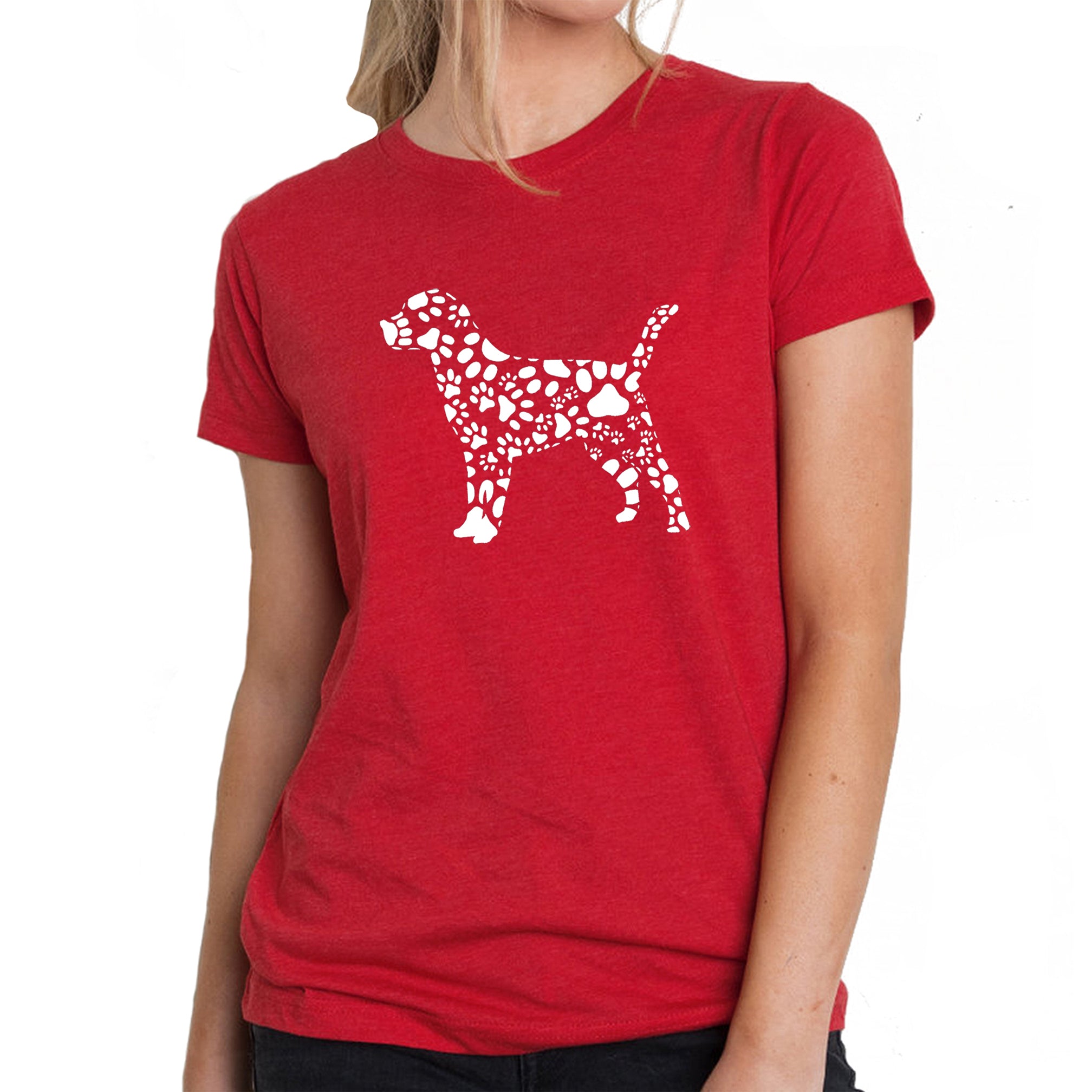 Dog Paw Prints  - Women's Premium Blend Word Art T-Shirt