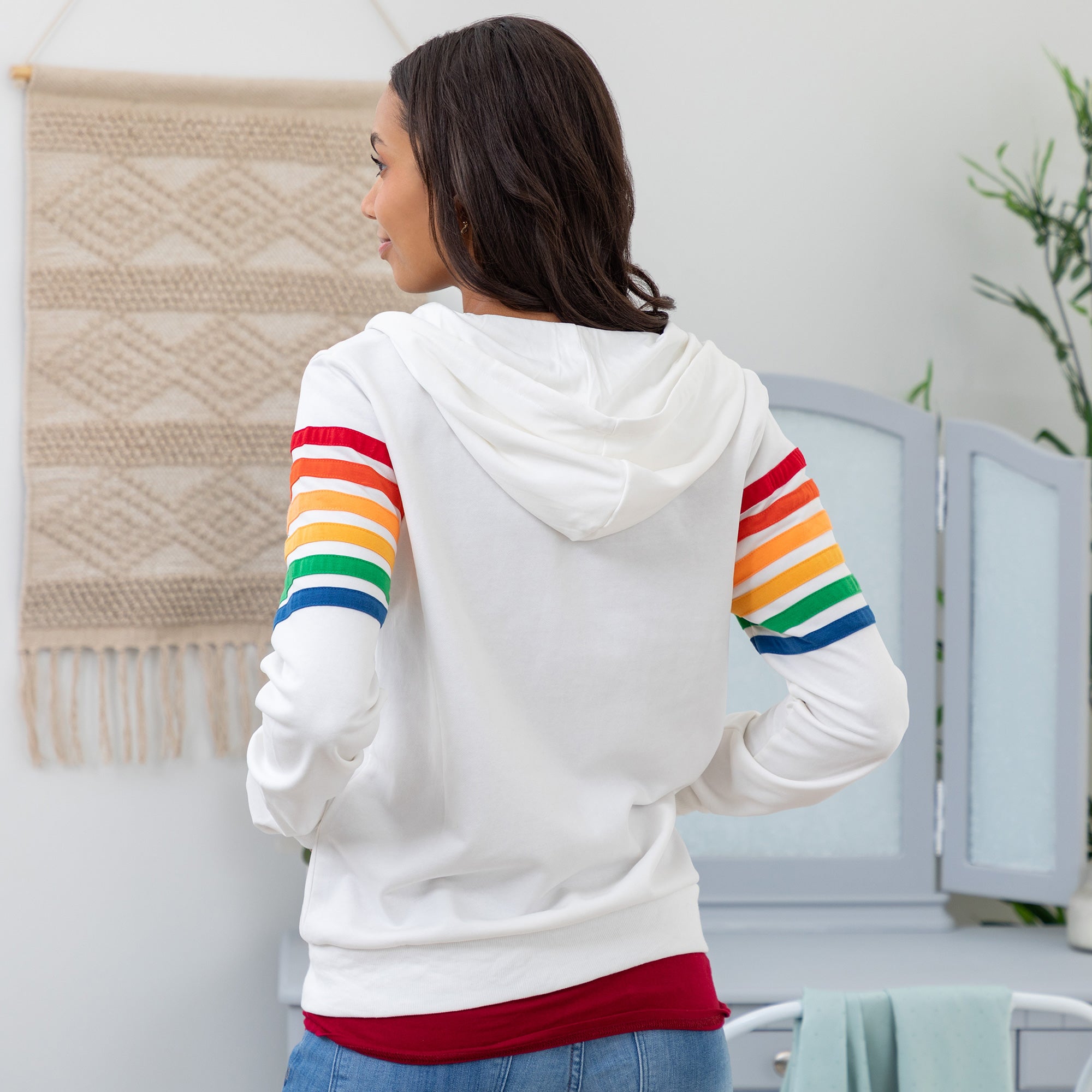 Retro Stripe Zip Up Hoodie