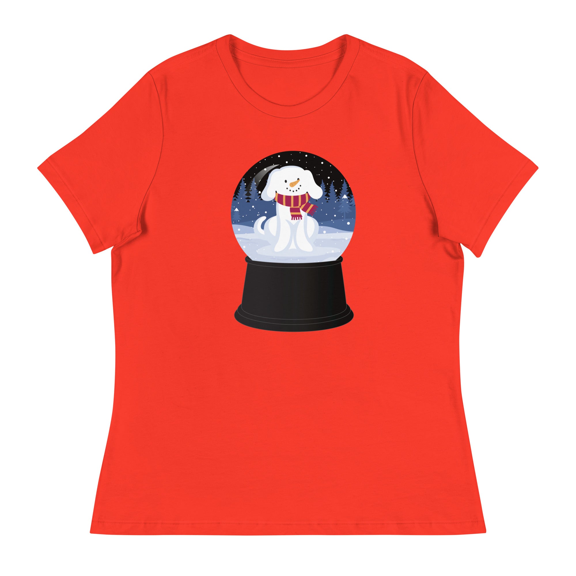 Snowman Puppy Snow Globe Women's Relaxed T-Shirt