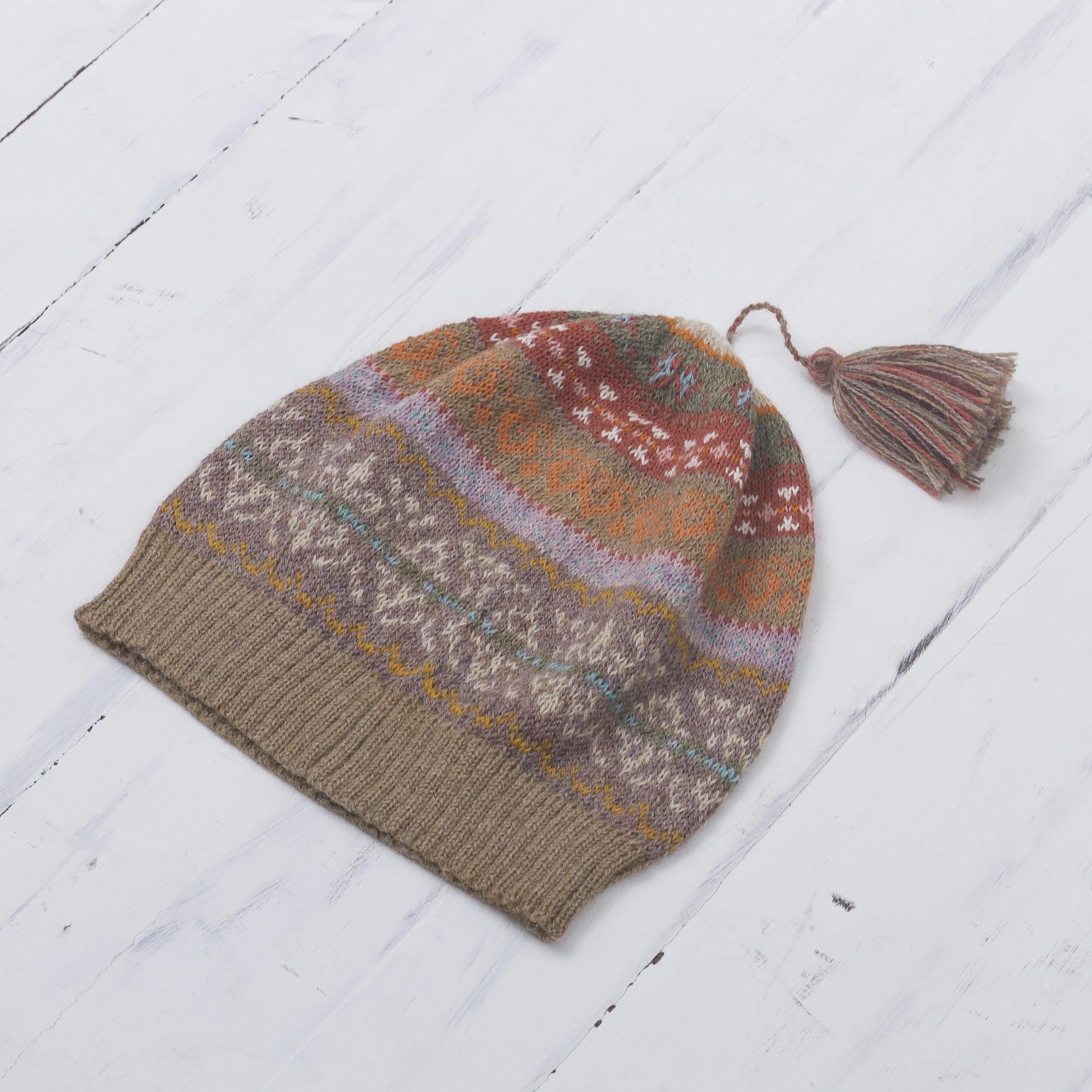 Inca Earth Earth-Tone 100% Alpaca Knit Hat from Peru