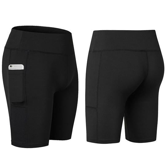 Stretchy Yoga Shorts with Phone Pocket