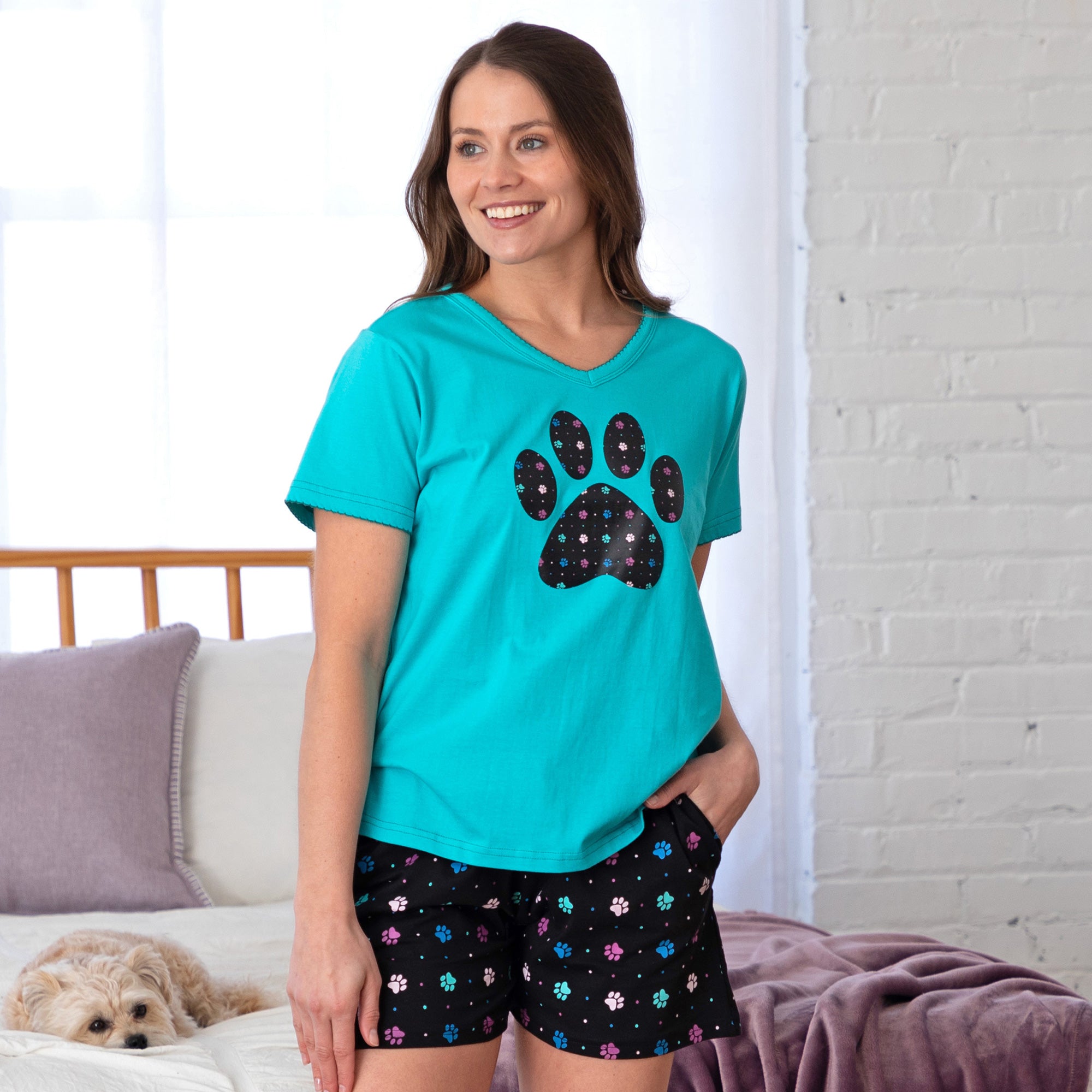 Polka Dot Paws Pajama Shorts Set