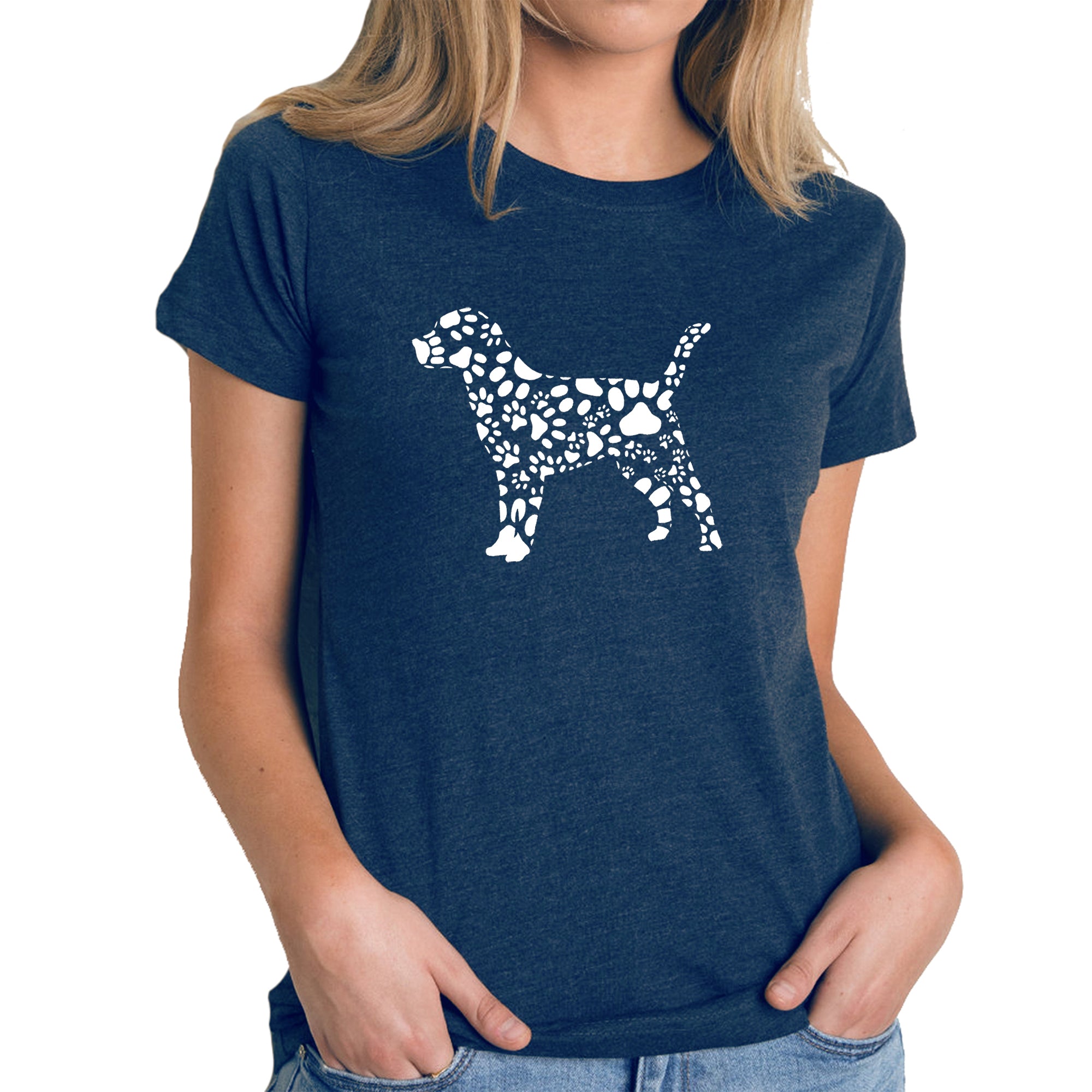 Dog Paw Prints  - Women's Premium Blend Word Art T-Shirt