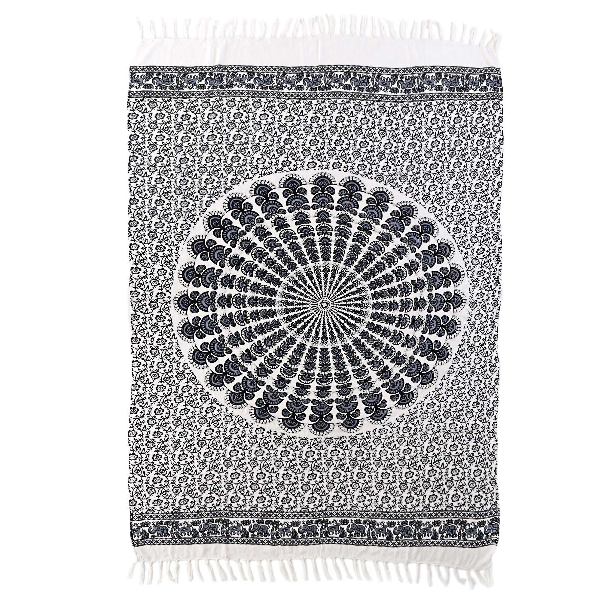 White Sun Handmade Batik Indonesian Sarong in Black and White