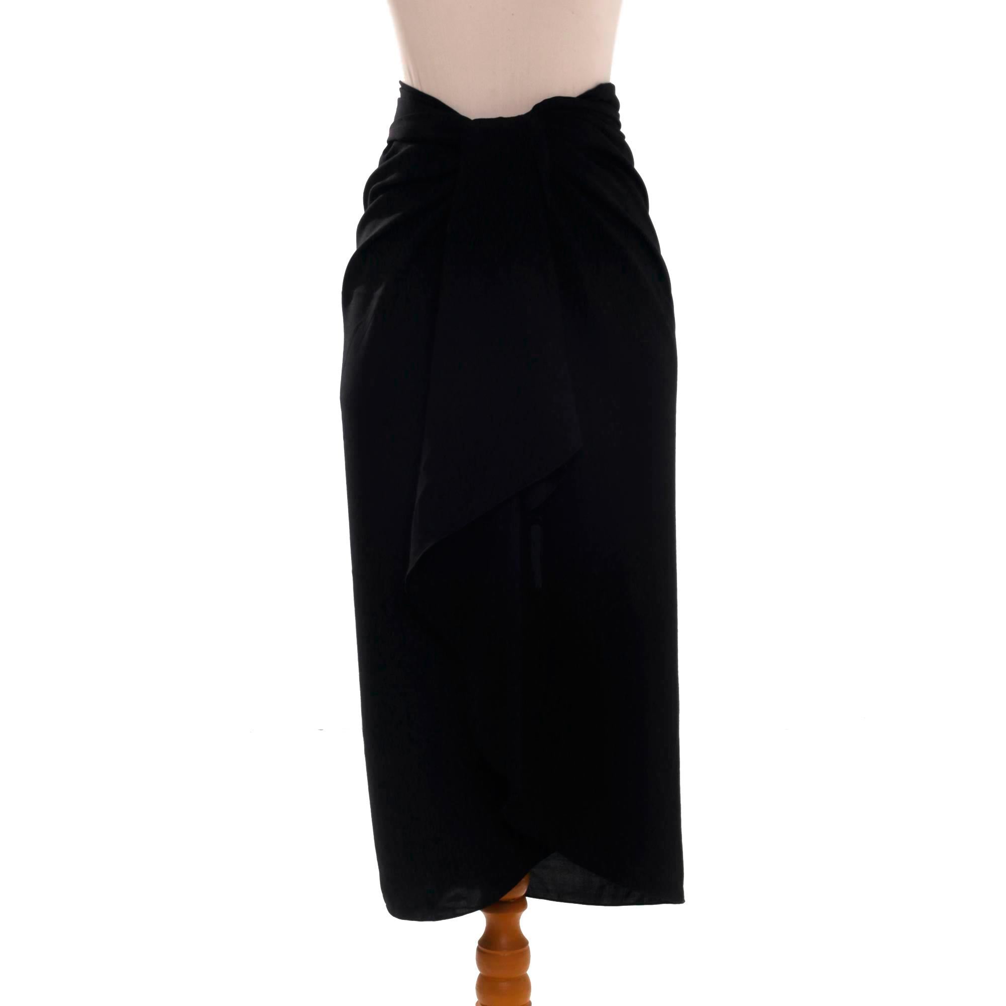 Tropical Breeze in Black Handmade Black 100% Rayon Sarong from Indonesia