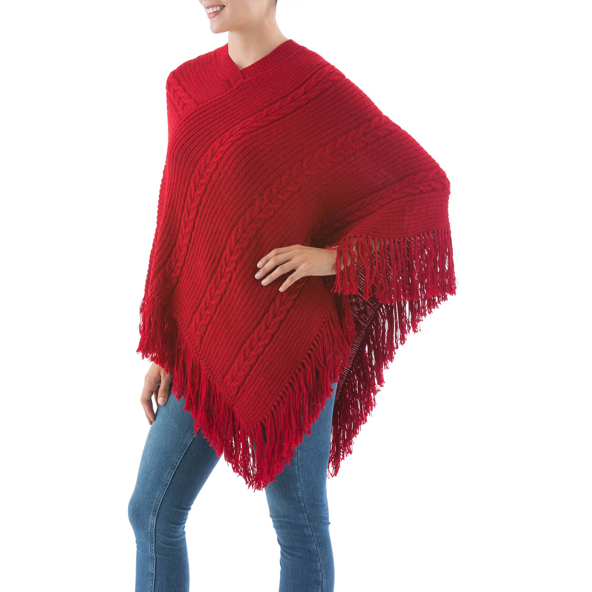 Red Latitudes Alpaca Blend Poncho